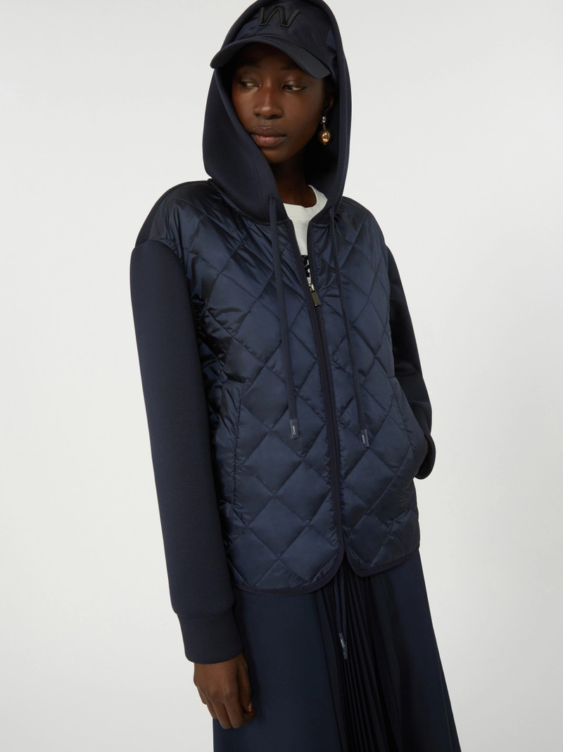 EDITO Padded, hooded jacket in water-repellent canvas and jersey - NAVY 5