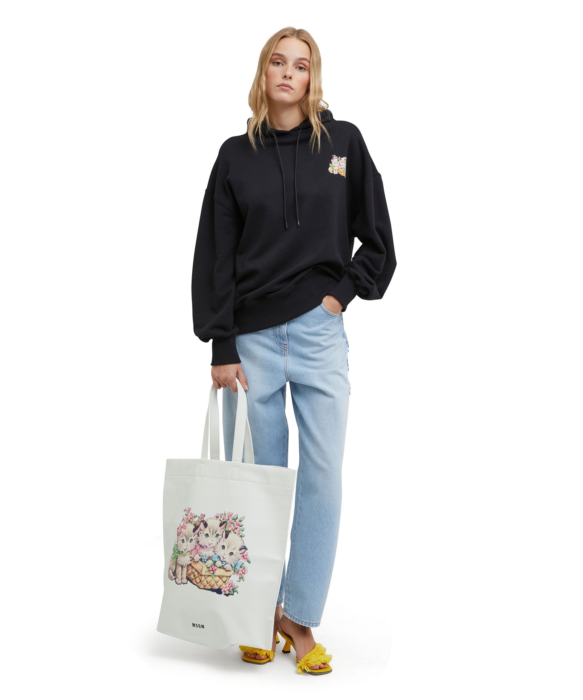 Maxi tote with cats print and logo on the front - 5