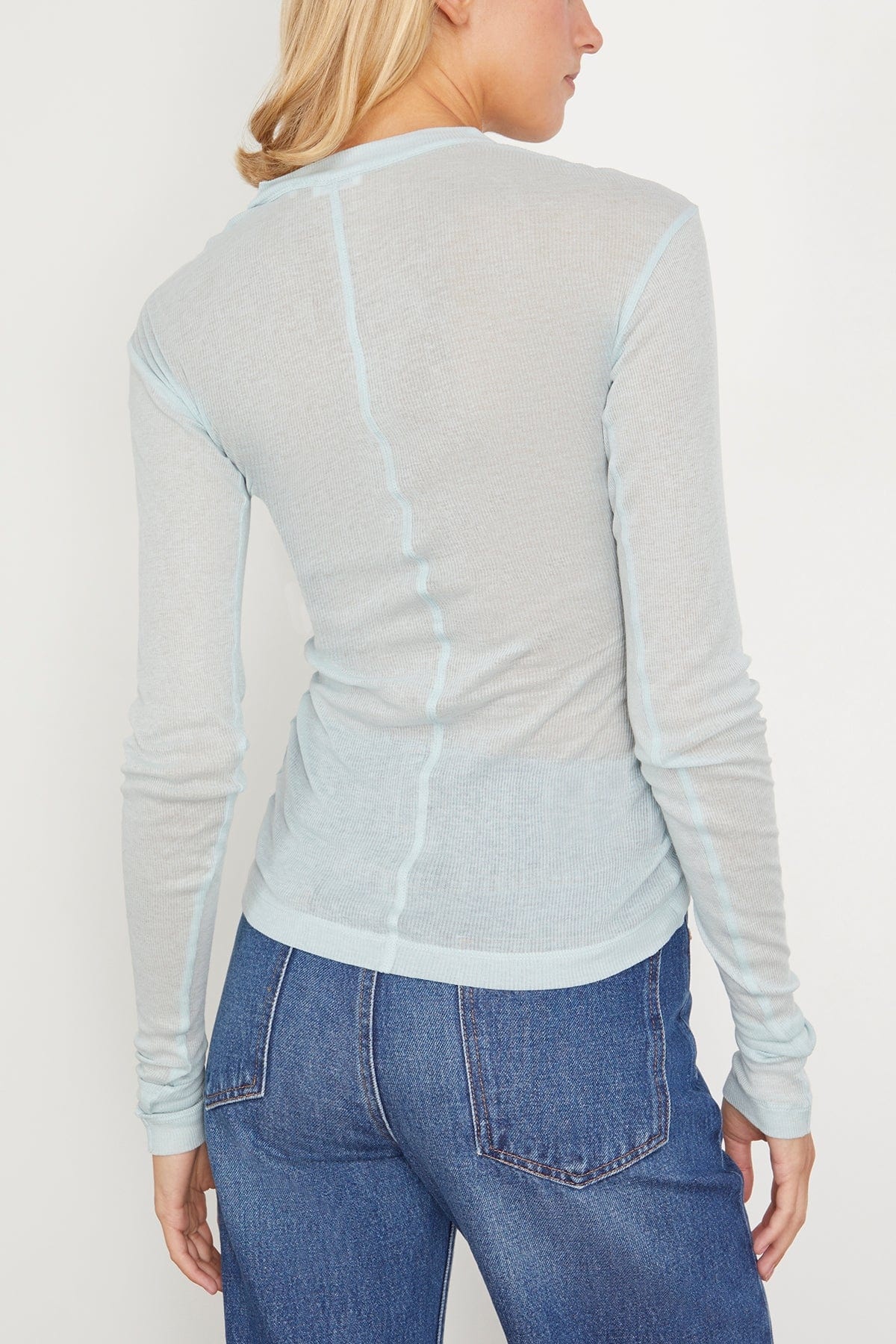 Long Sleeve Jersey Top in Coastal Blue - 4