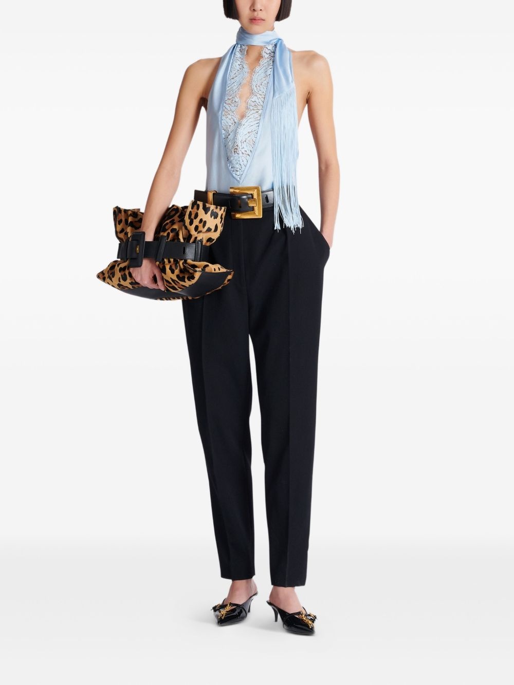 silk halterneck top - 2
