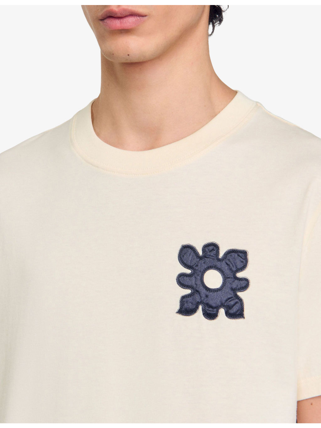 Flower-Motif Short-Sleeve Cotton T-Shirt - 5
