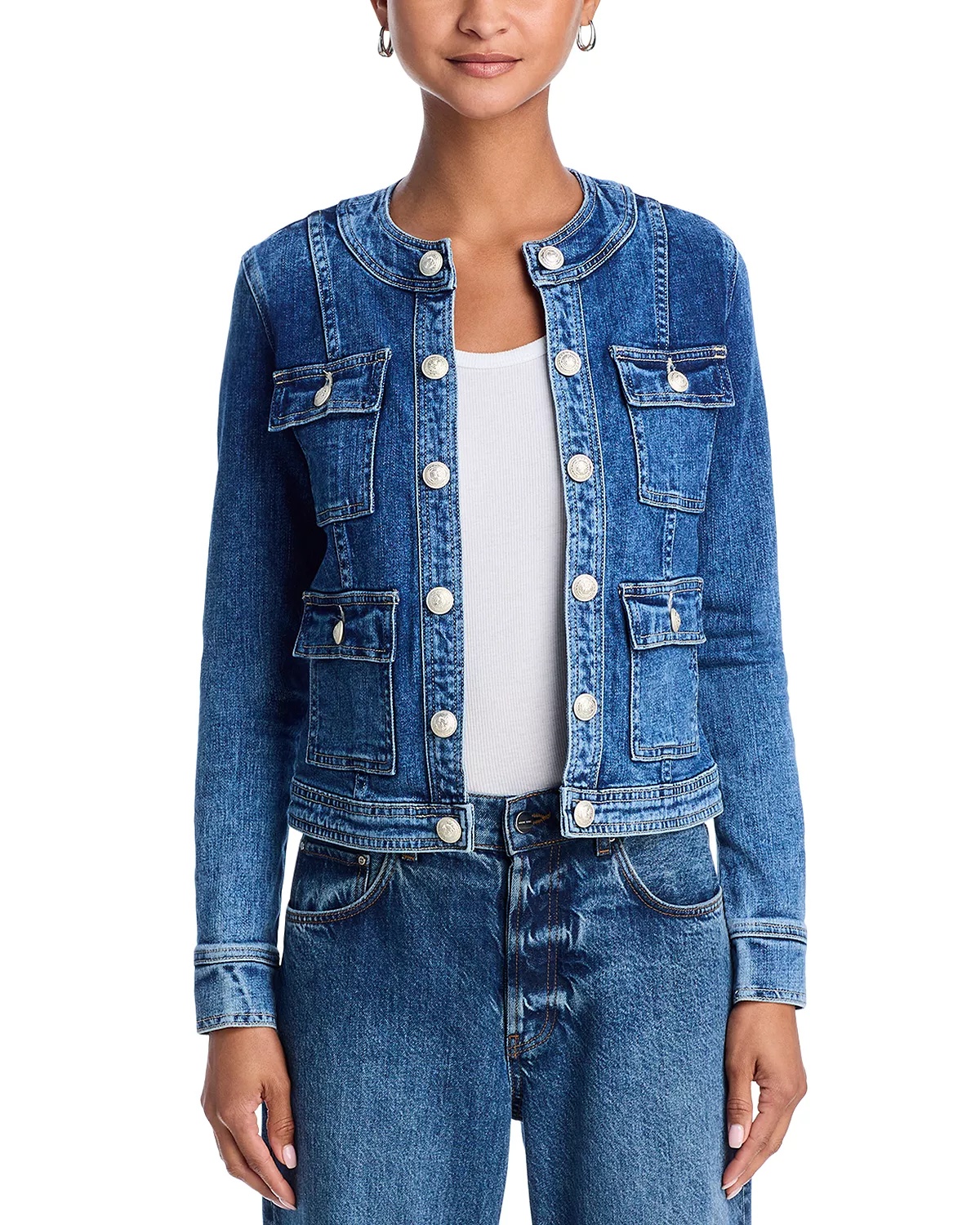 Yari Collarless Denim Jacket - 7