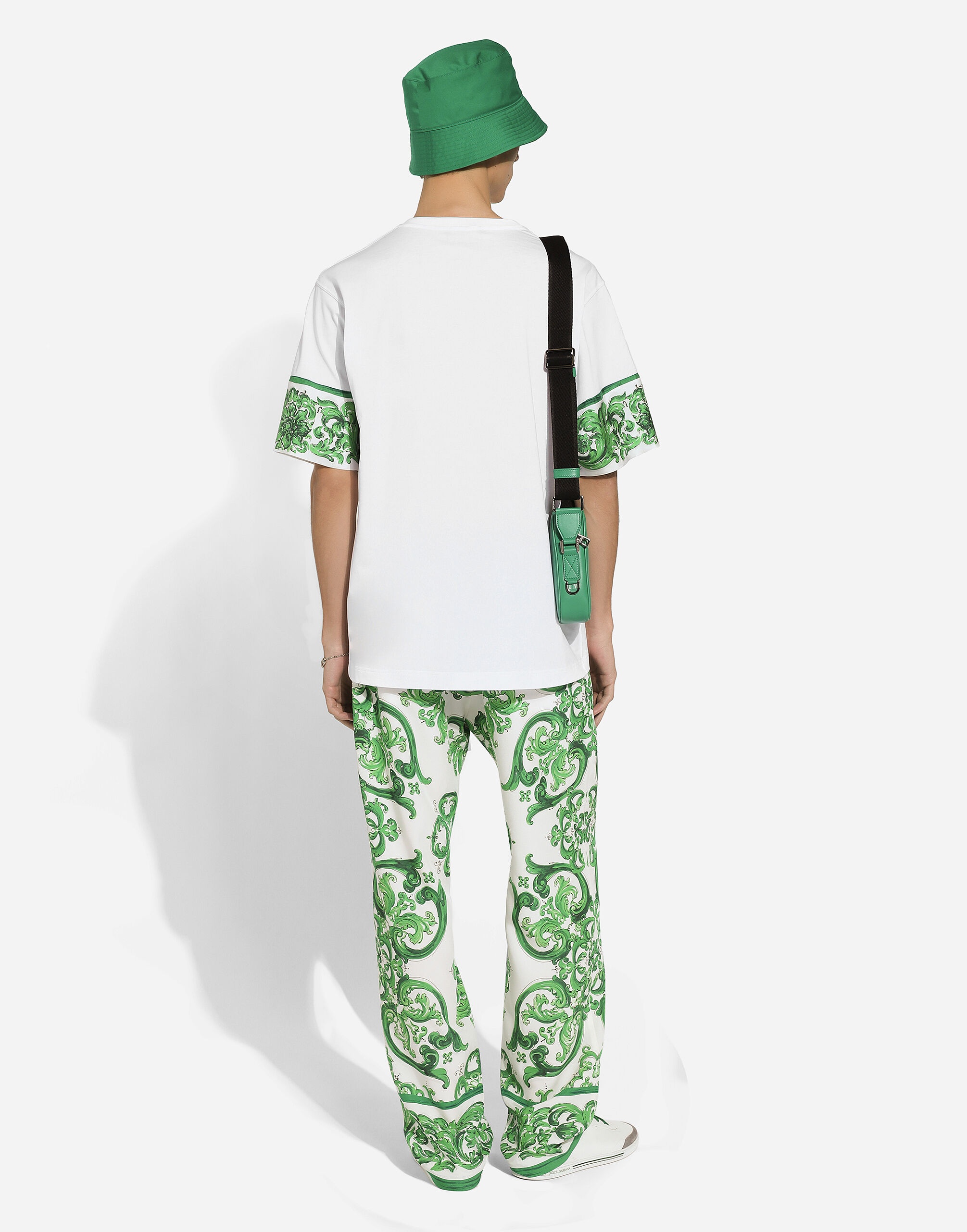 Cotton T-shirt with majolica-print breast pocket - 3