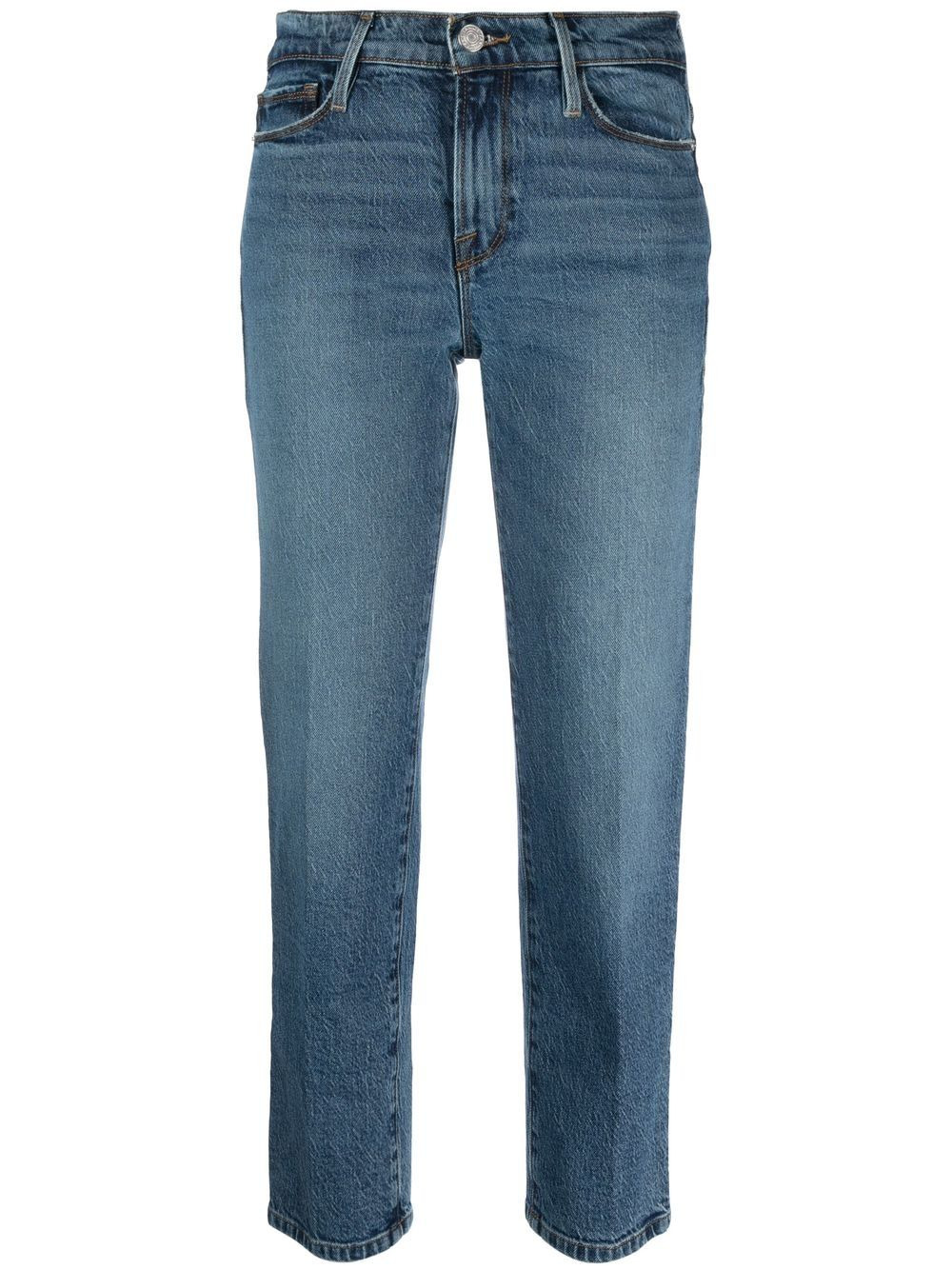cropped straight leg jeans - 1