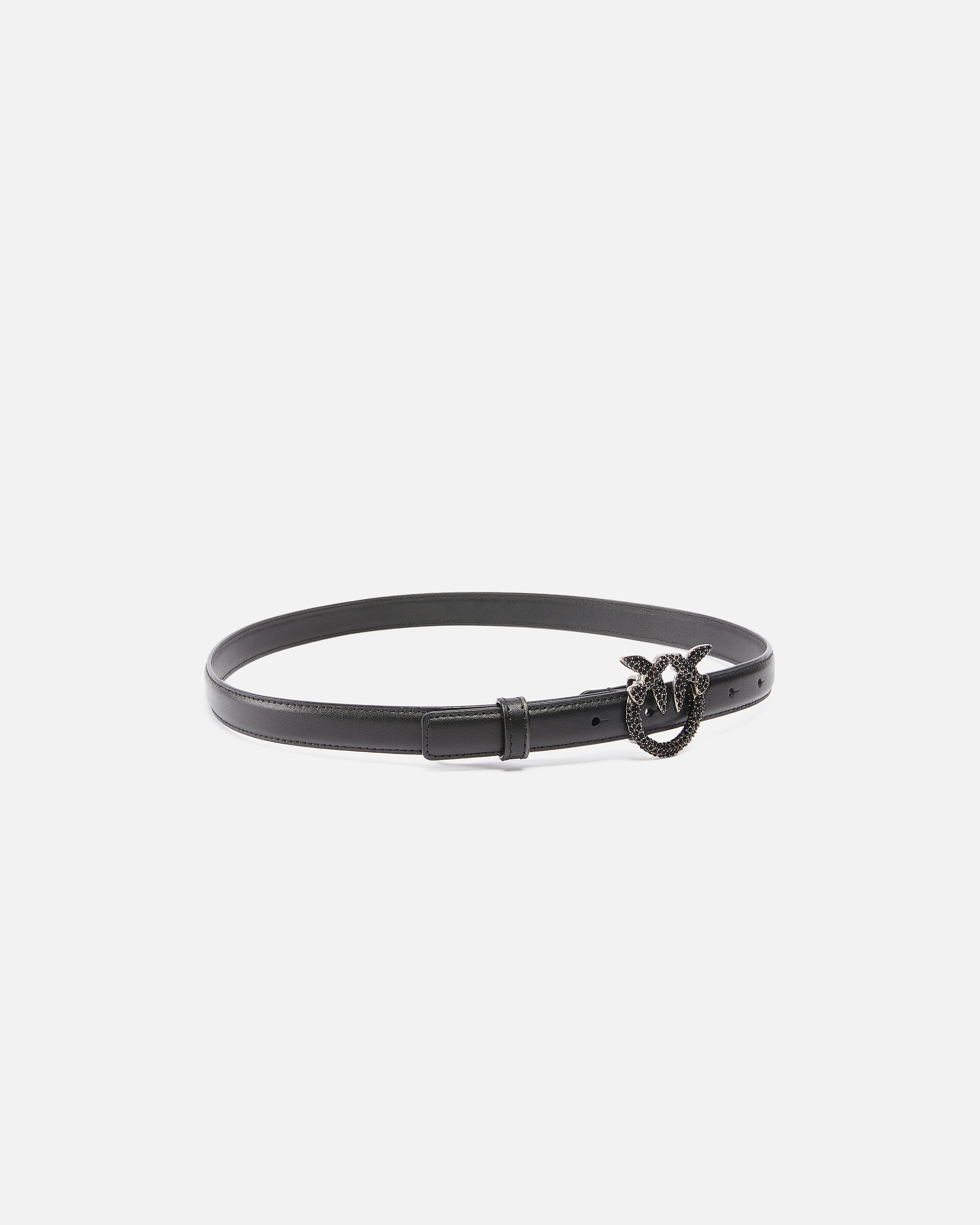 THIN LEATHER 2 CM BELT WITH JEWEL BUCKLE - 2