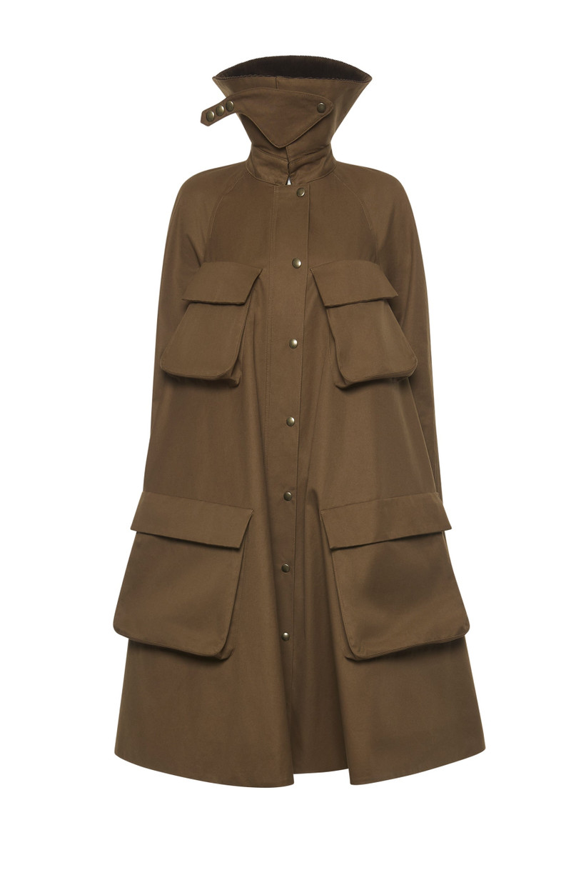 LONG FLARED TRENCH WITH POCKETS KHAKI BROWN 17