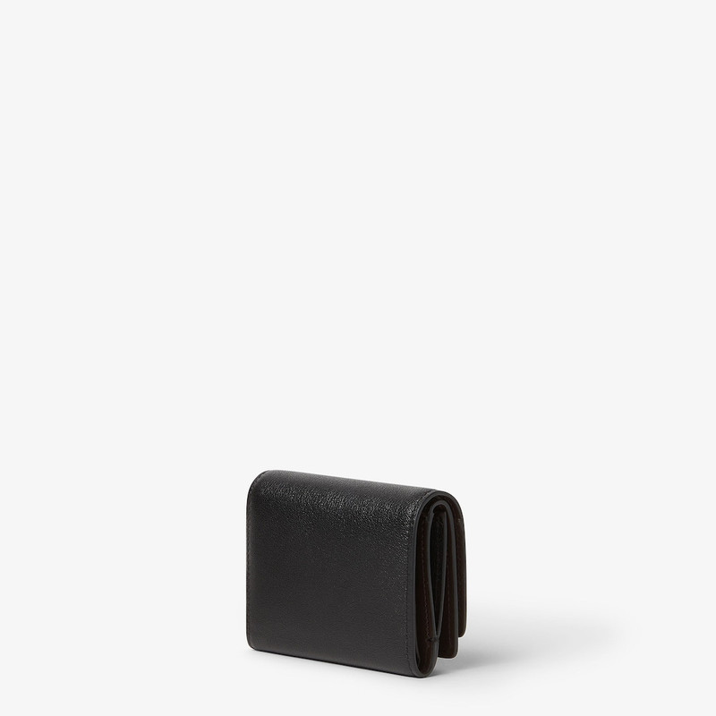 Fendi Way Trifold Small Black and chocolate brown leather wallet 3