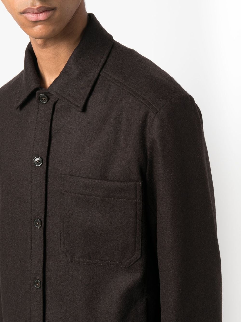 button-up wool-blend jacket - 5