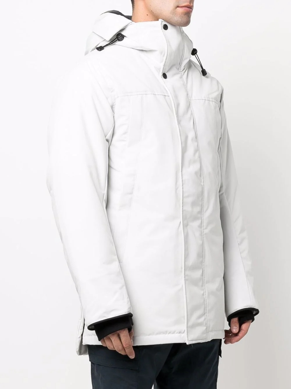 logo-patch hooded padded coat - 3