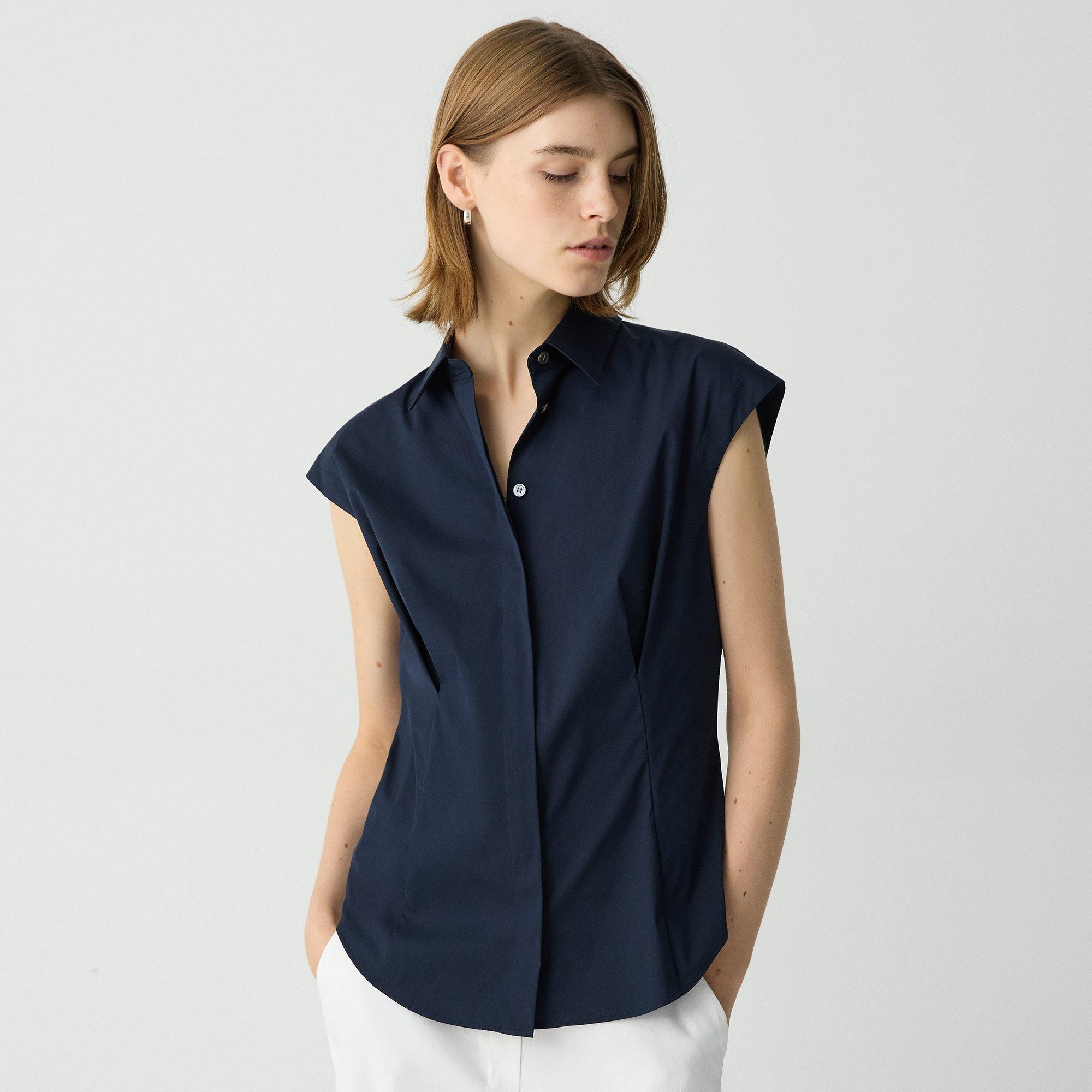 Cinched Cap Sleeve Shirt in Good Cotton - 2