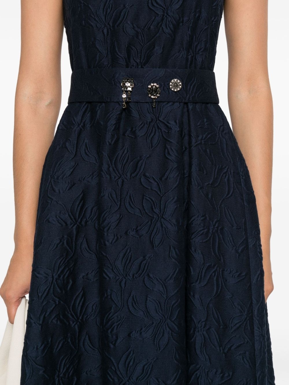 floral-embroidered sleeveless midi dress - 5
