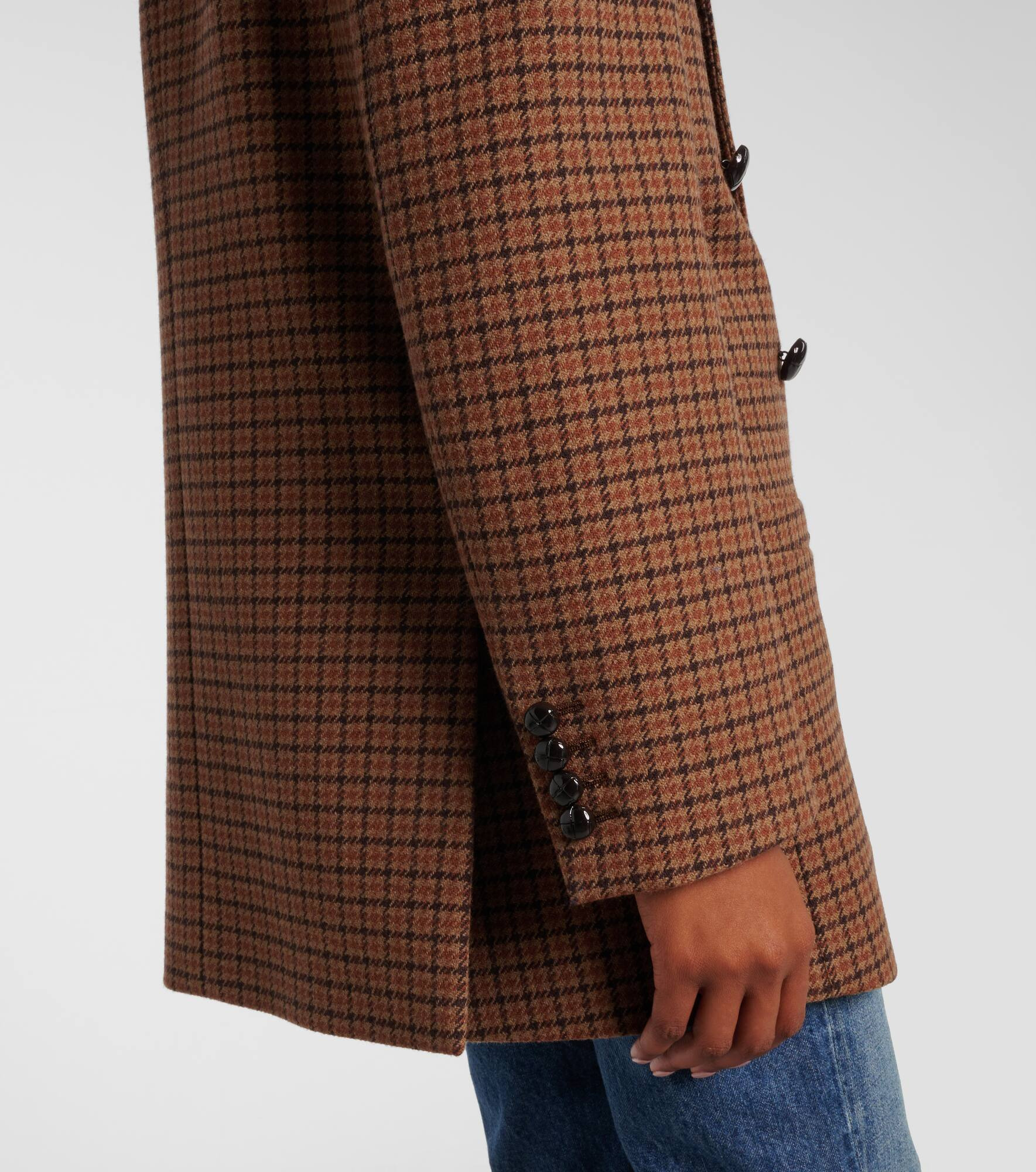 Checked double-breasted wool-blend blazer - 5