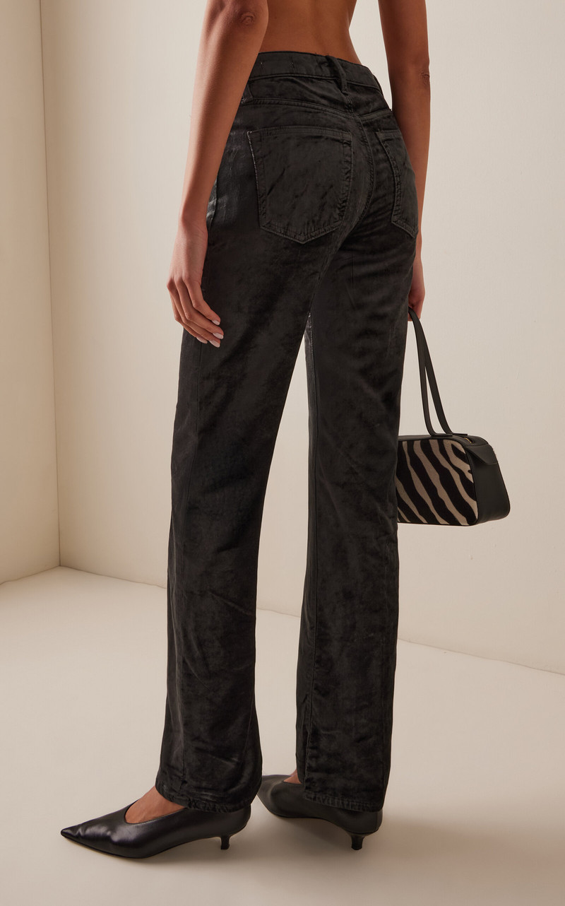 The Reboot Cotton-Blend Velvet Bootcut Trousers green 4