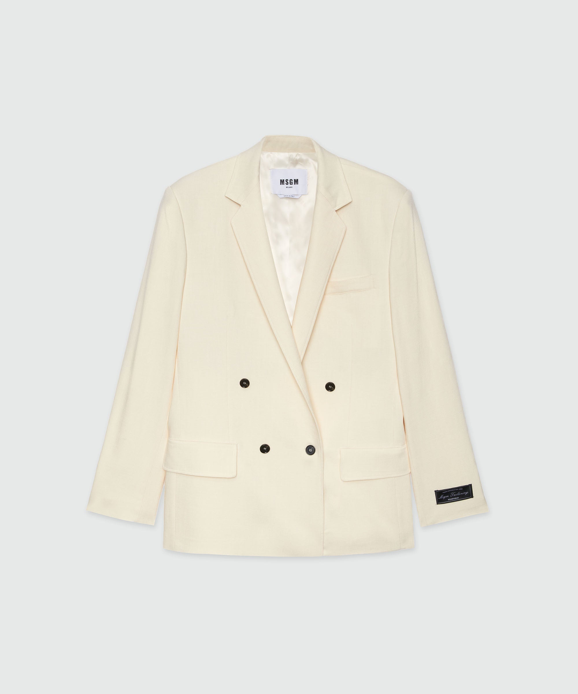 MSGM Tailoring ivory flamed canvas double-breasted blazer - 1