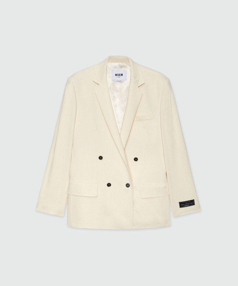 MSGM Tailoring ivory flamed canvas double-breasted blazer 1