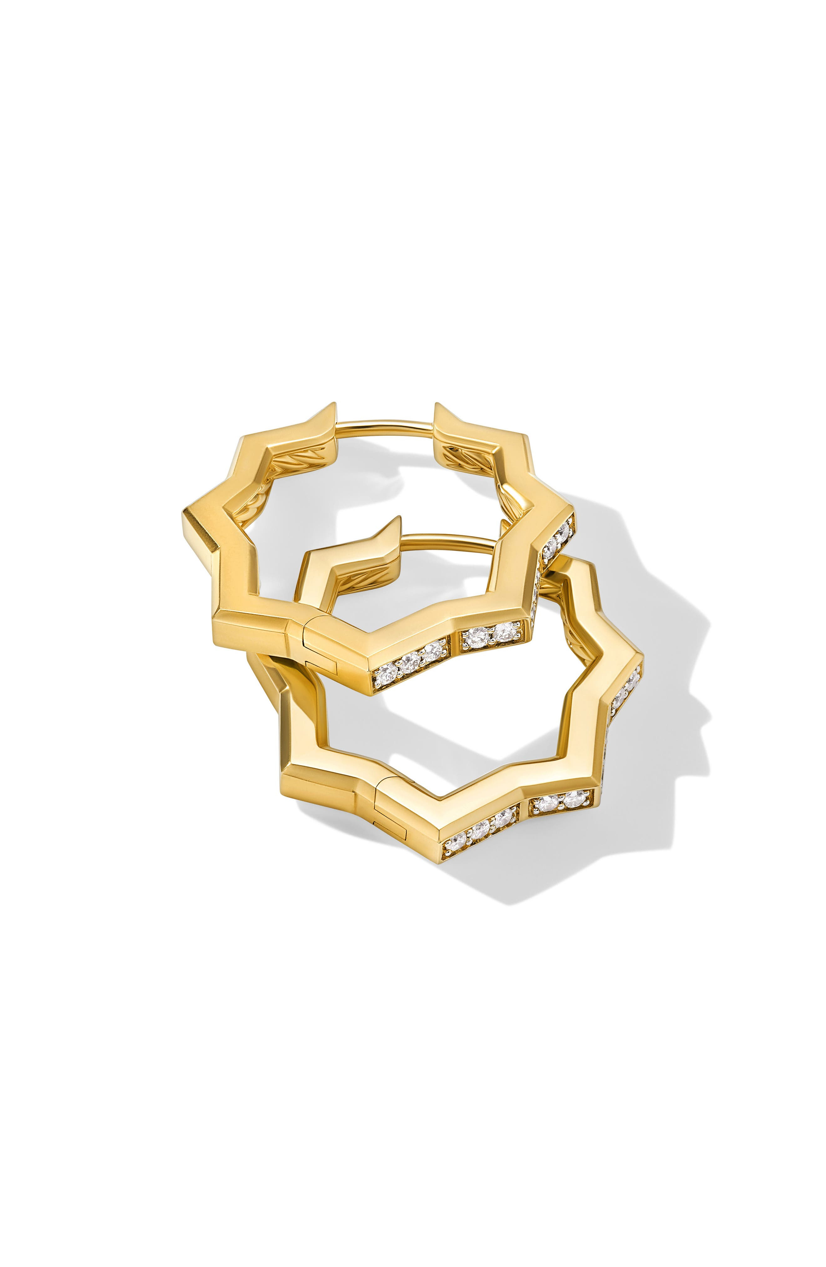 David Yurman Stax Zigzag Hoop Earrings with Diamonds, 22.8mm in 18K Yellow Gold at Nordstrom - 2