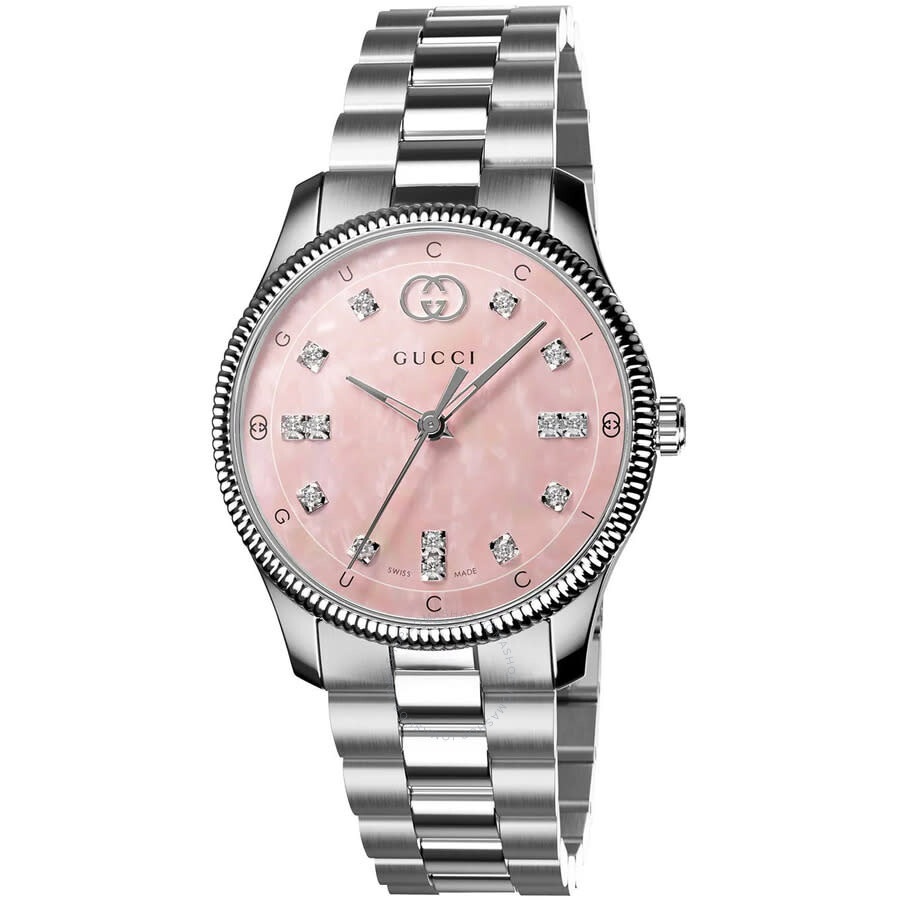 Gucci G-Timeless Quartz Diamond Pink Dial Ladies Watch YA1265062 - 1