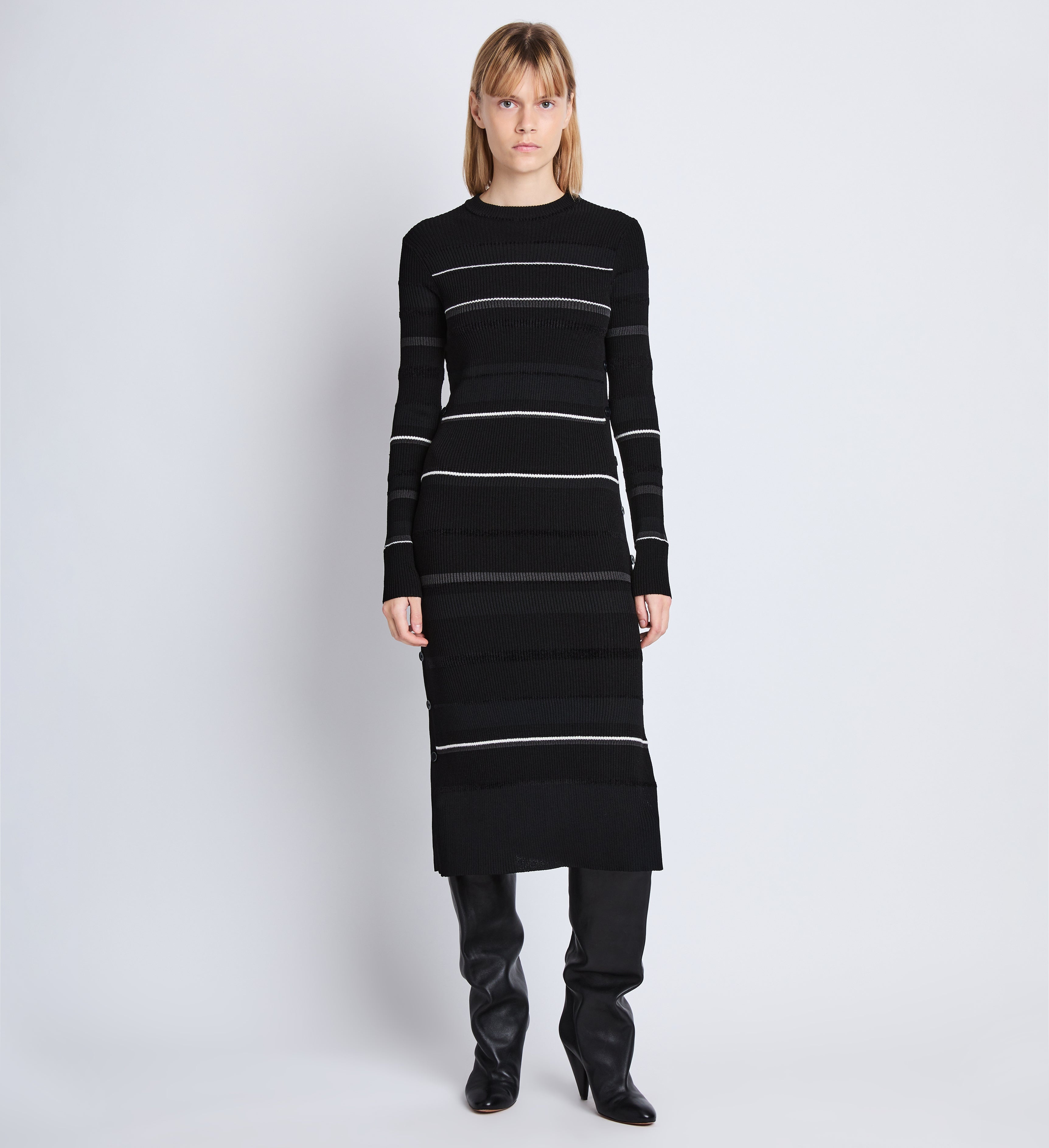 Rachel Dress in Textured Striped Knit - 2
