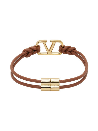 Valentino Brown Leather VLogo Signature Bracelet outlook