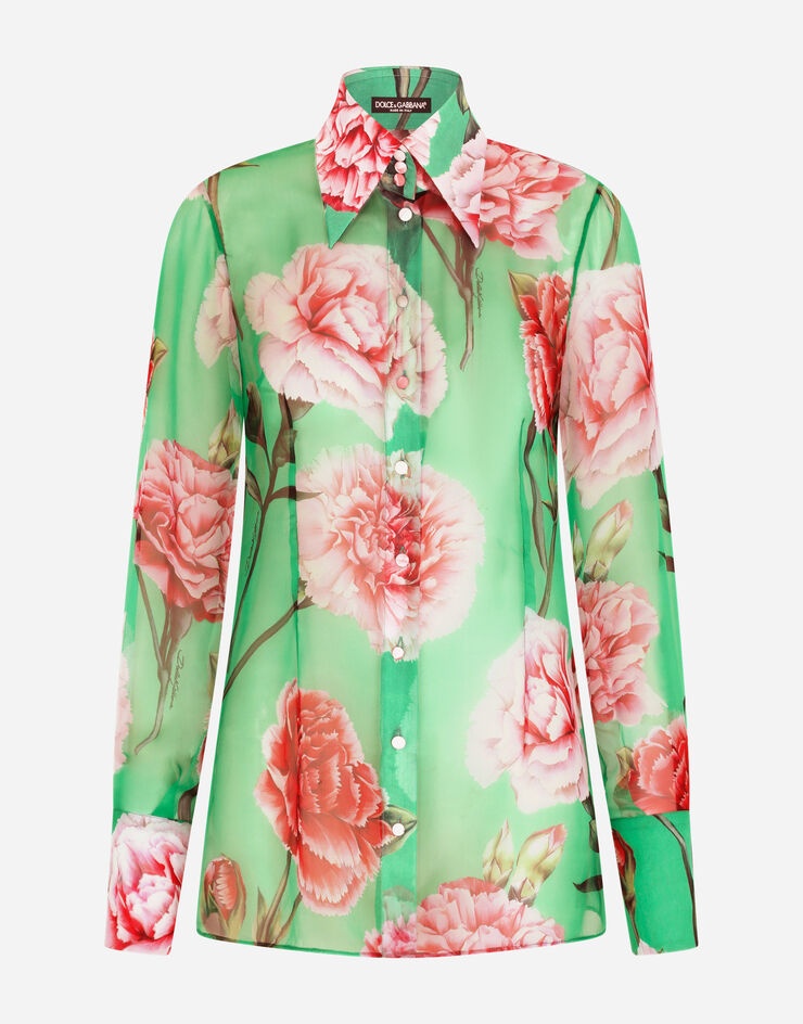 Carnation-print chiffons shirt - 3