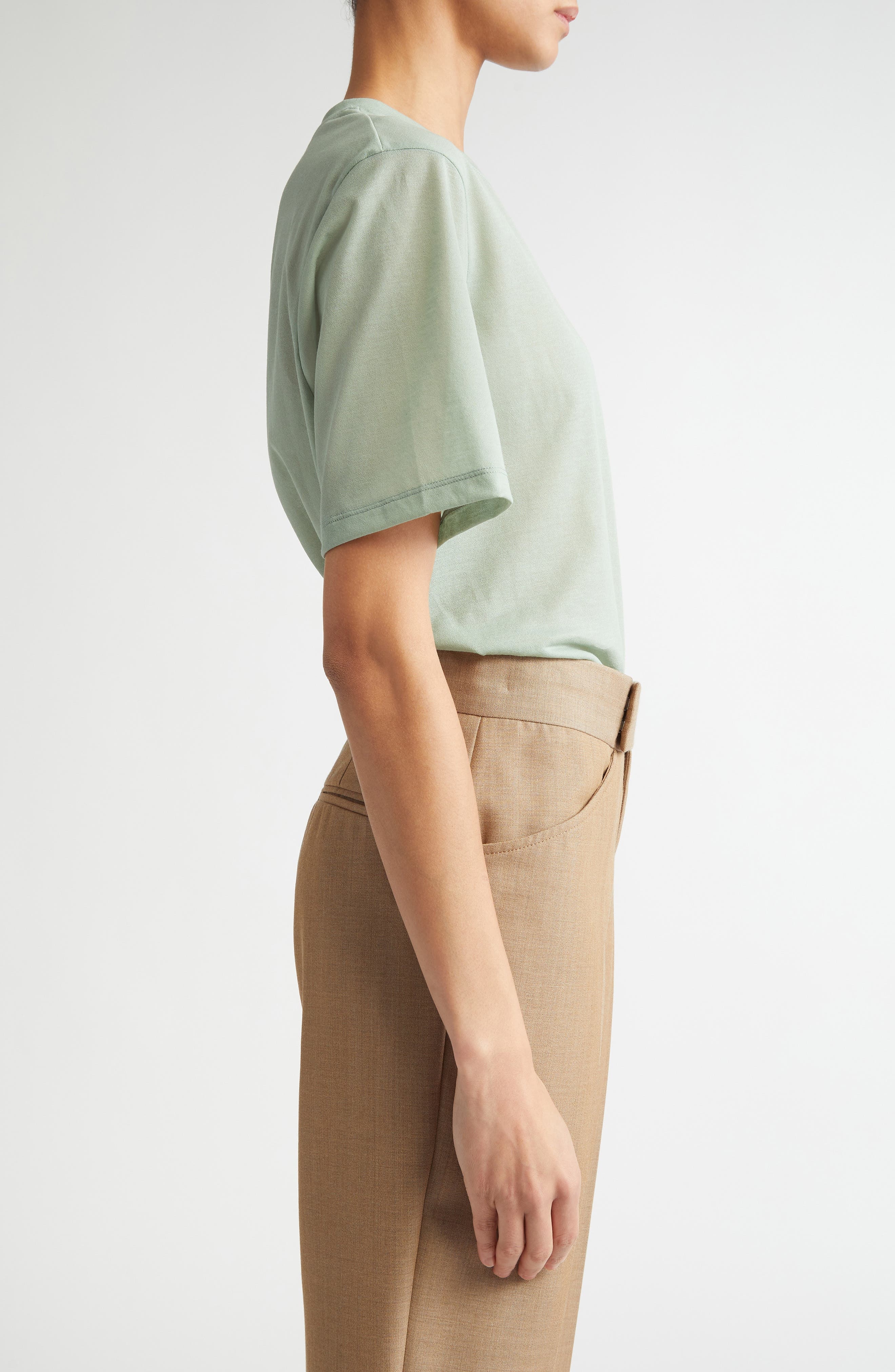 Victoria Beckham Classic Cotton Blend T-Shirt in Wasabi at Nordstrom - 4