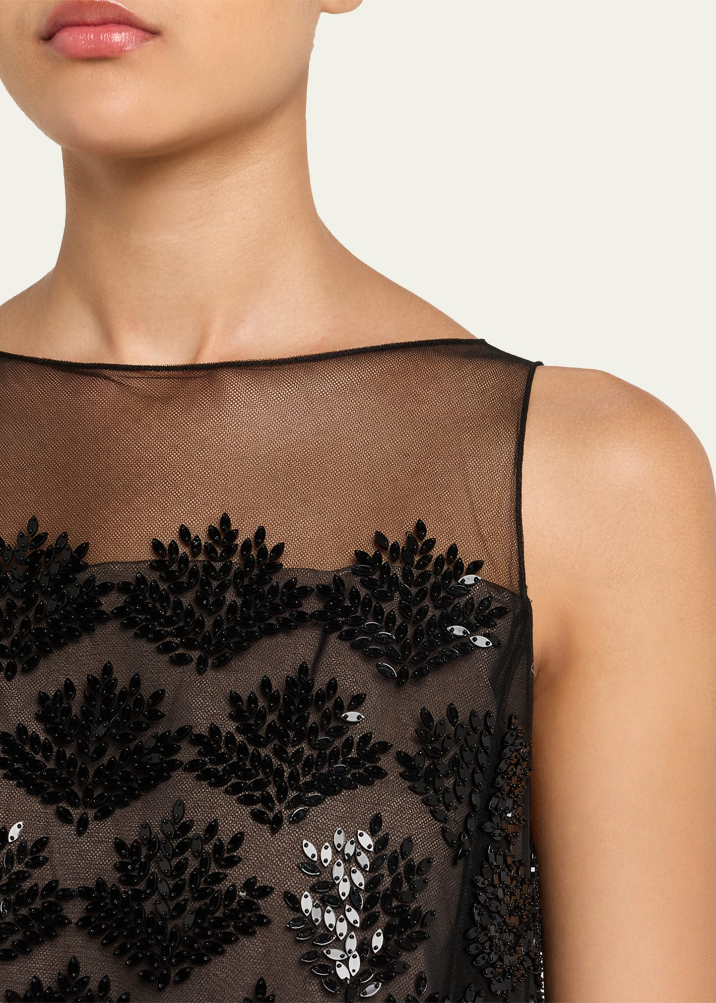 Fern Embroidered Sleeveless Mini Shift Dress - 5