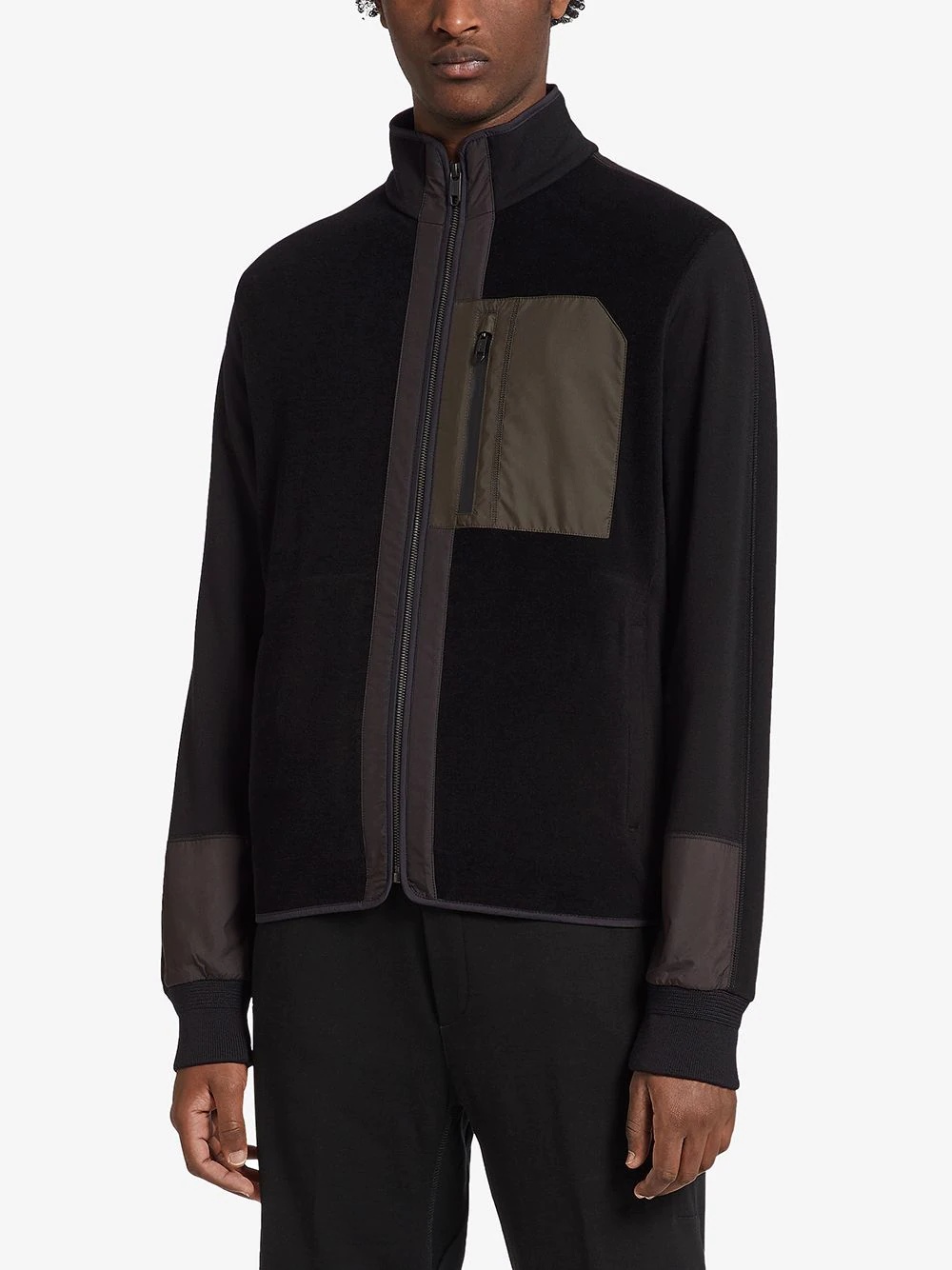 contrast-panel merino jacket - 3