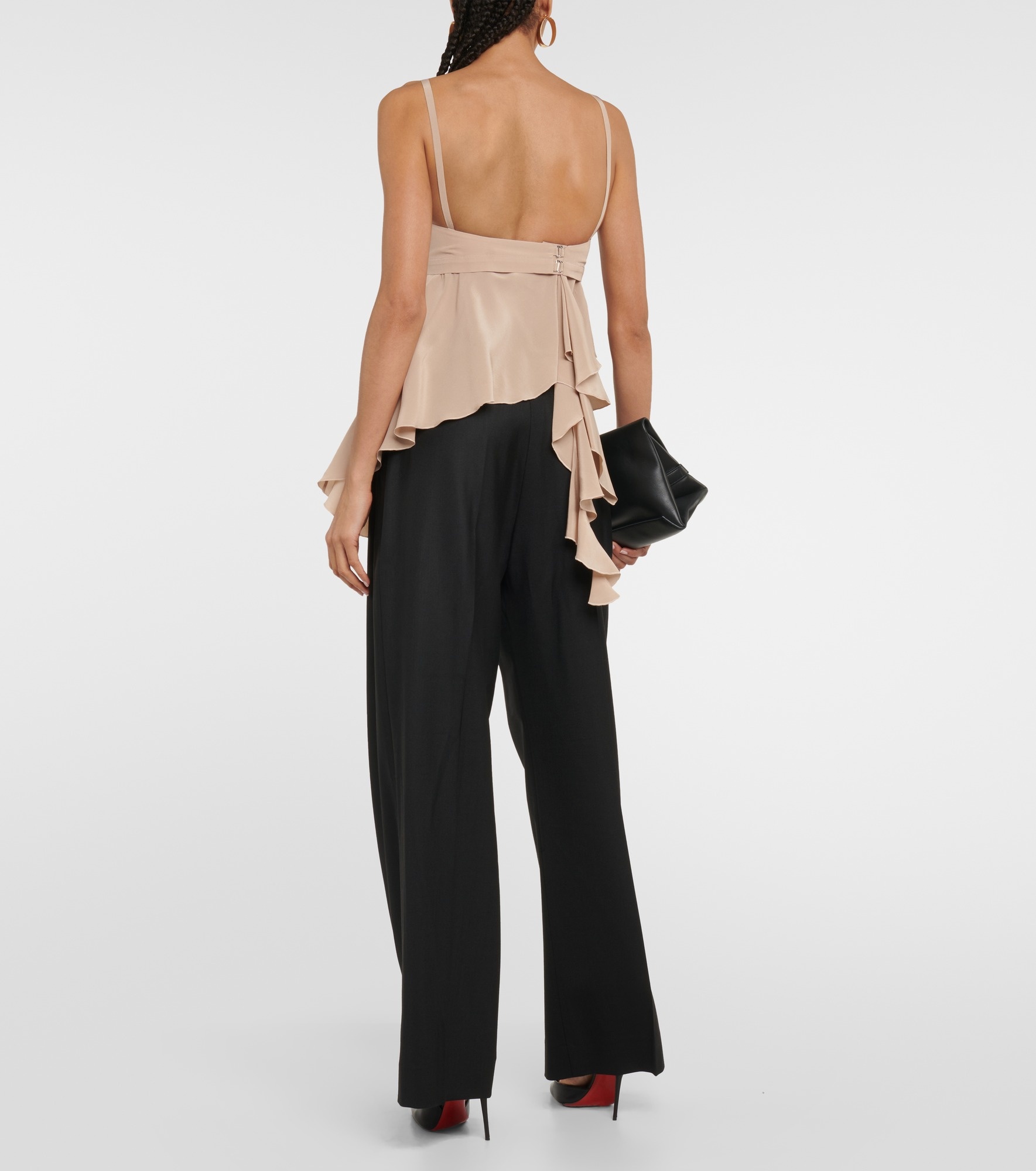 Asymmetric silk crêpe de chine top - 3