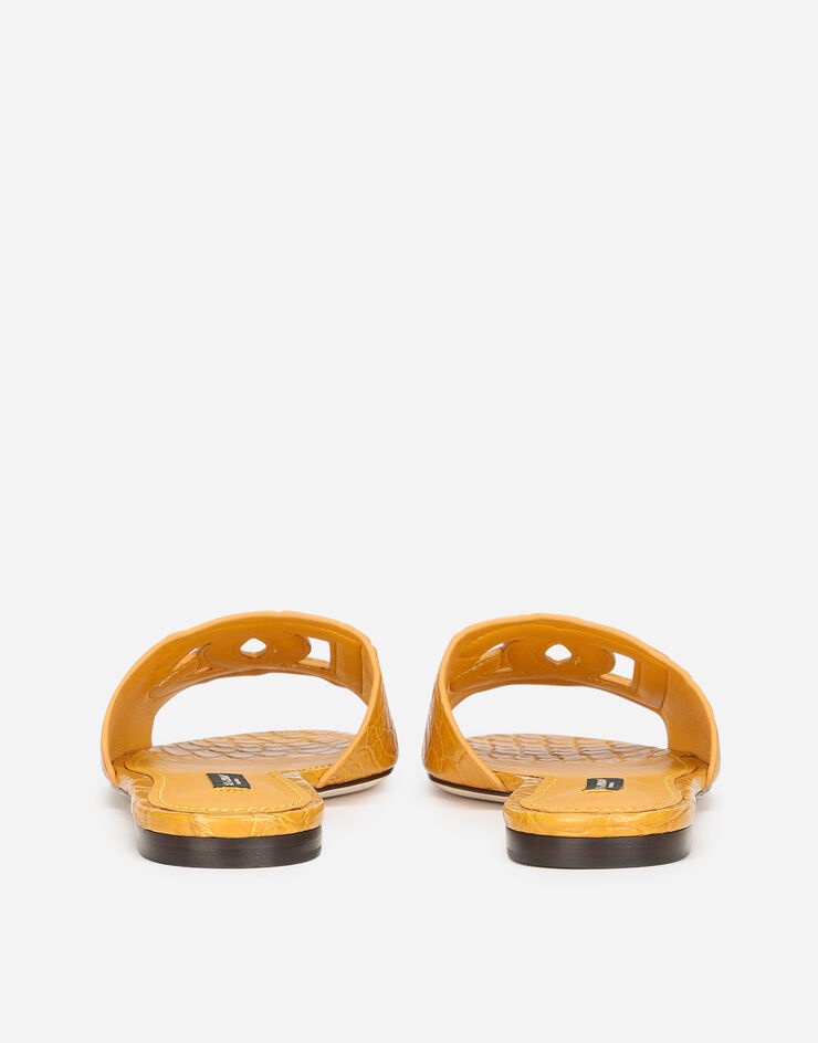 Crocodile flank leather sliders with the DG Millennials logo - 3