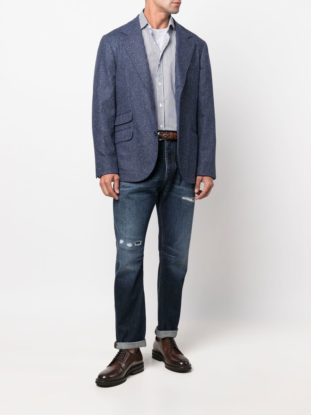 woven single-breasted blazer - 2