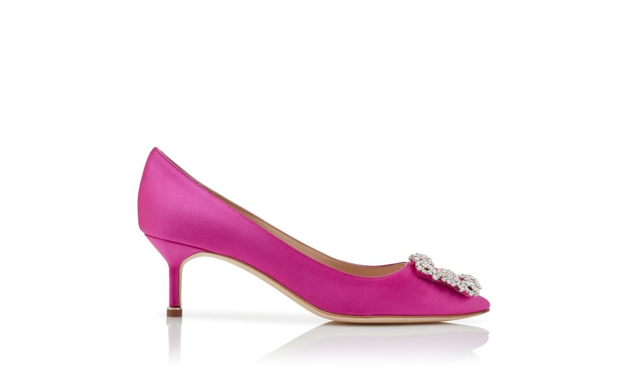 Purple Satin Jewel Buckle Pumps - 1