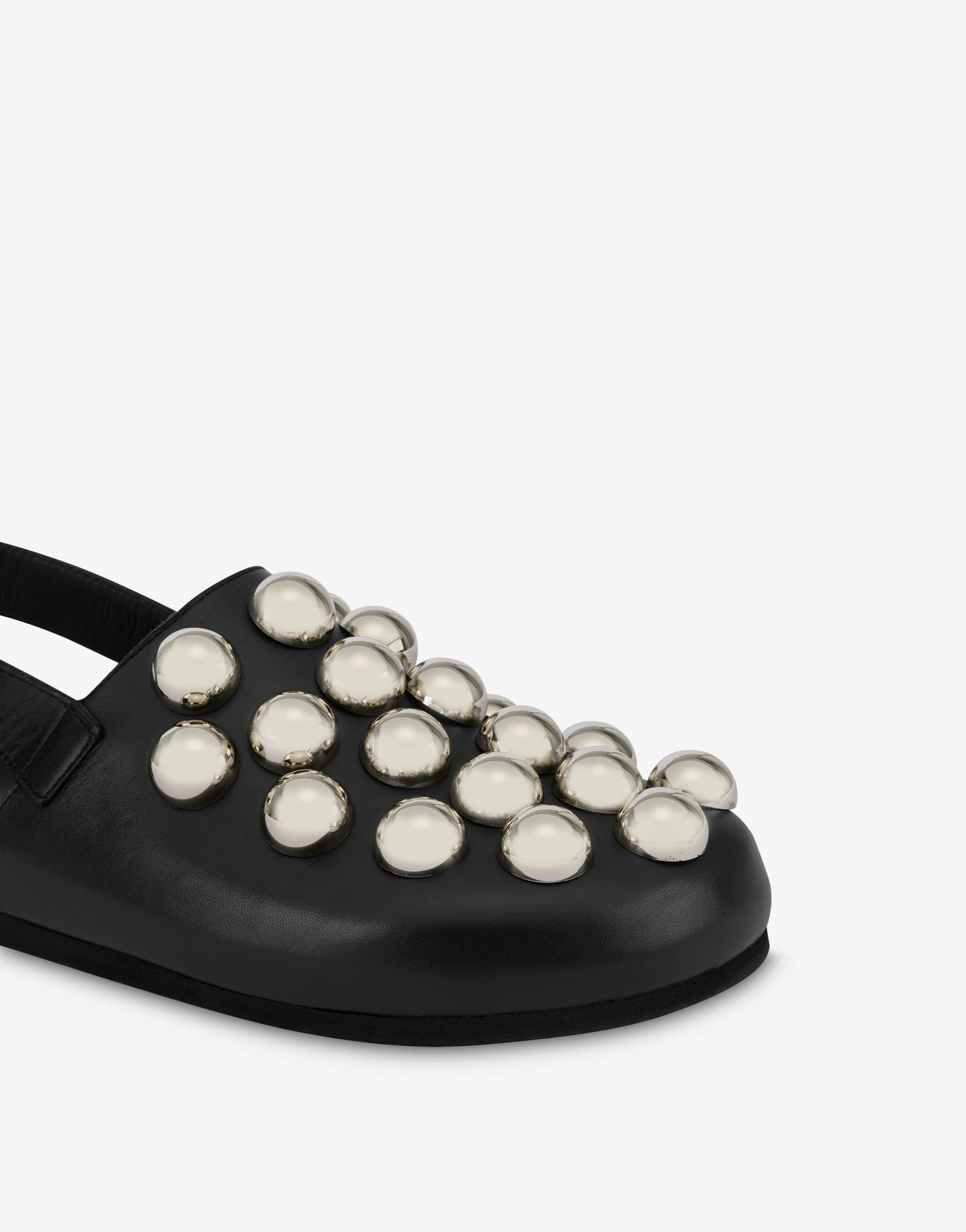 RUBBERISED CALFSKIN MULES WITH STUDS - 4