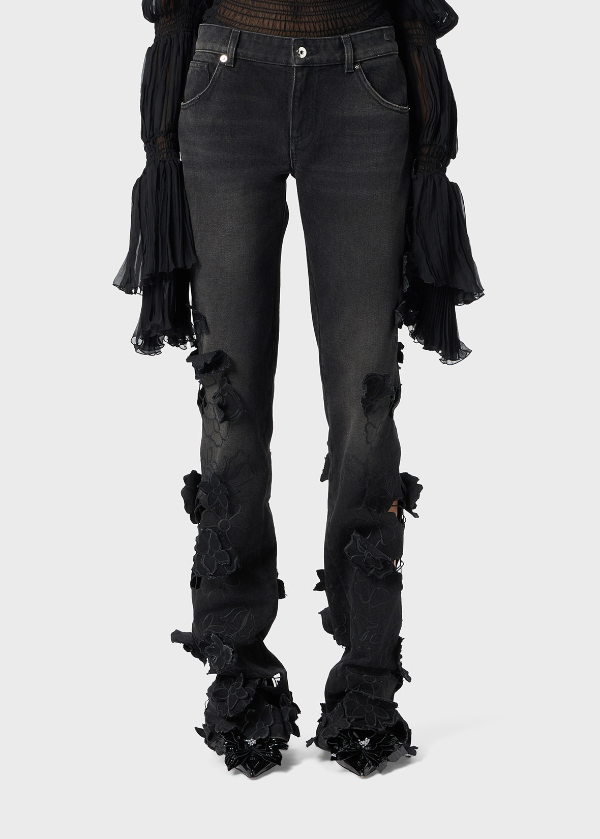 STRAIGHT LEG JEANS WITH EMBROIDERY - 3