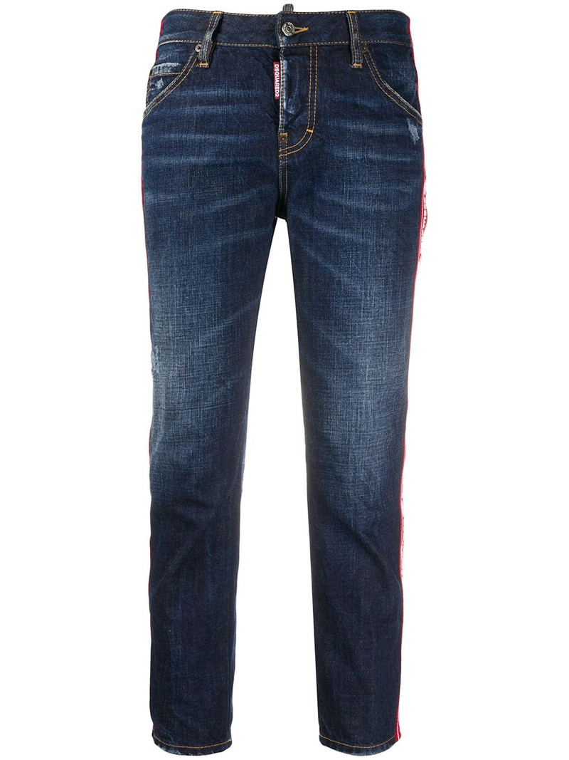 logo tape cropped jeans 1