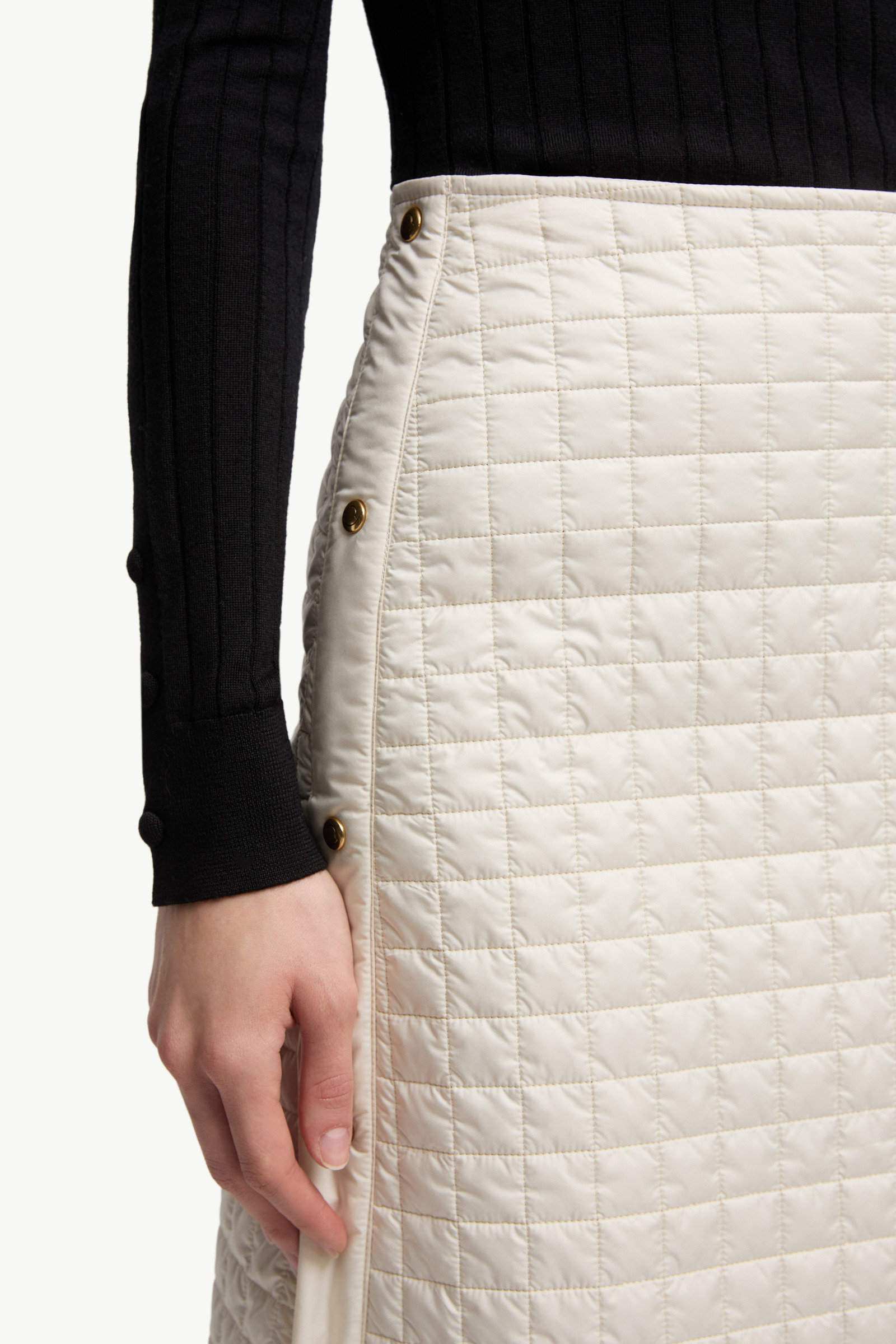 Square-Quilted Padded Midi Skirt - 6