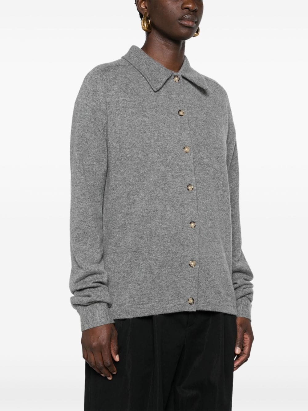 straight-collar cashmere shirt - 3