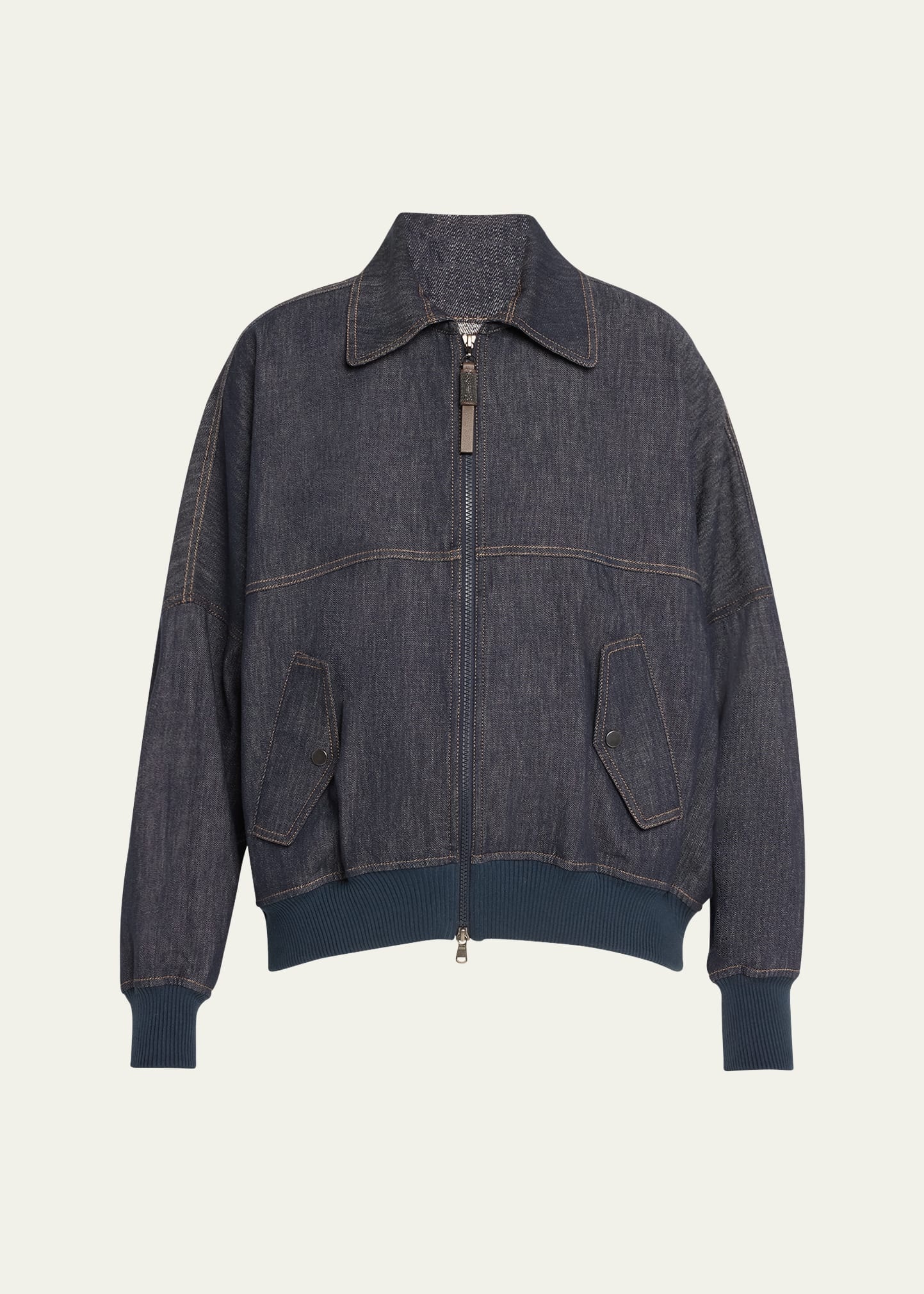 No Fade Denim Zip-Up Jacket - 1
