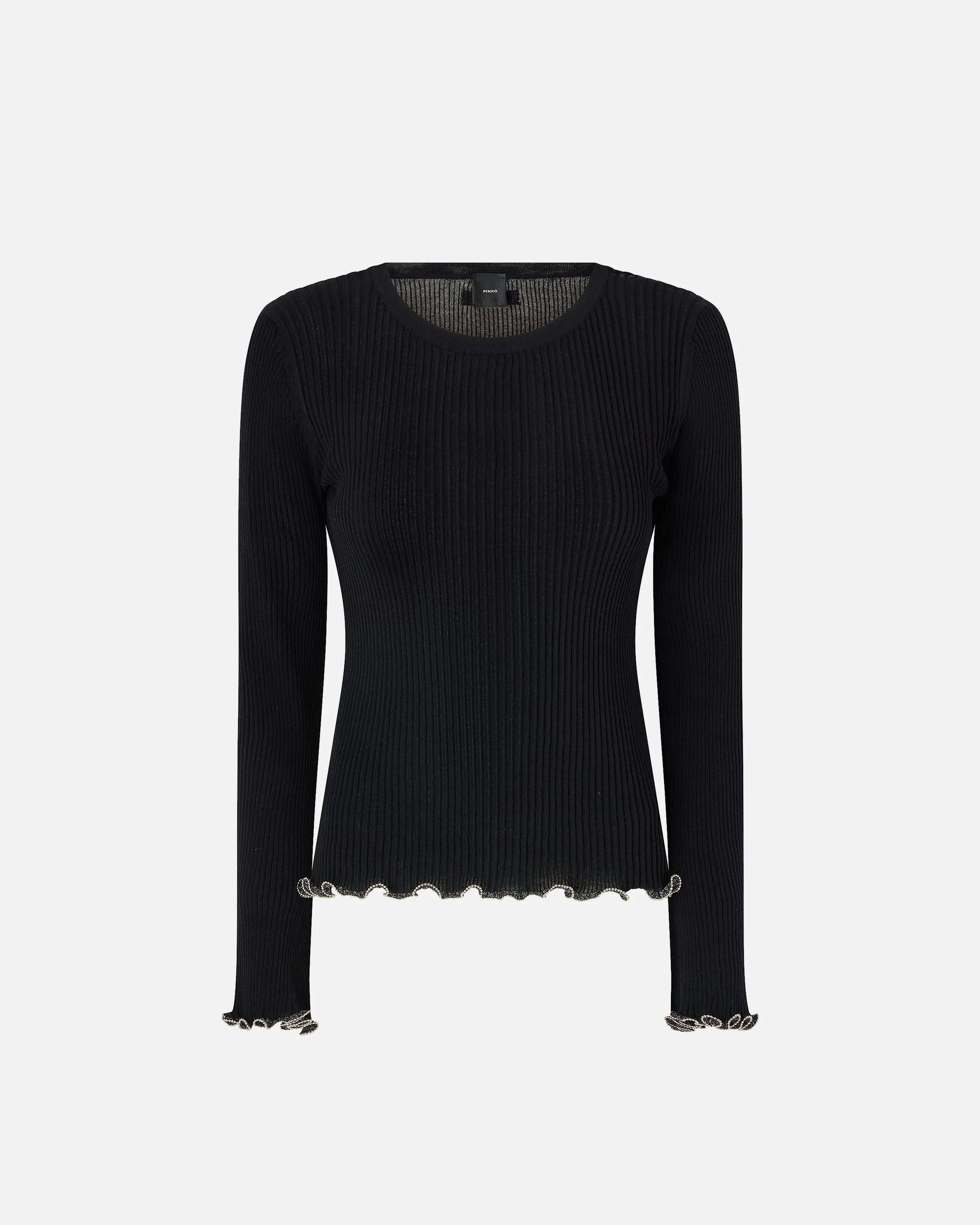 RIBBED SWEATER WITH JEWEL EDGES - 1
