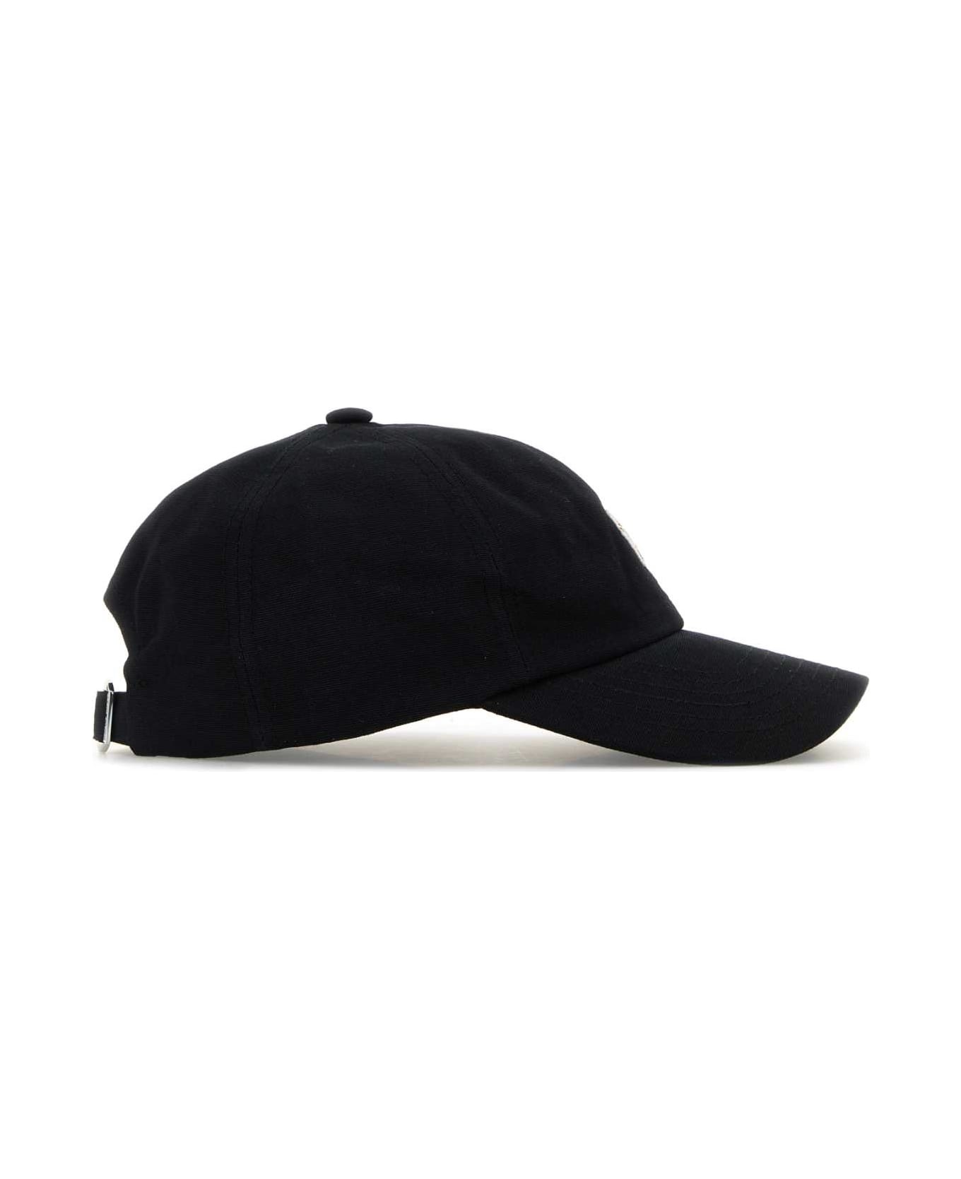 Black Cotton Baseball Cap - 2