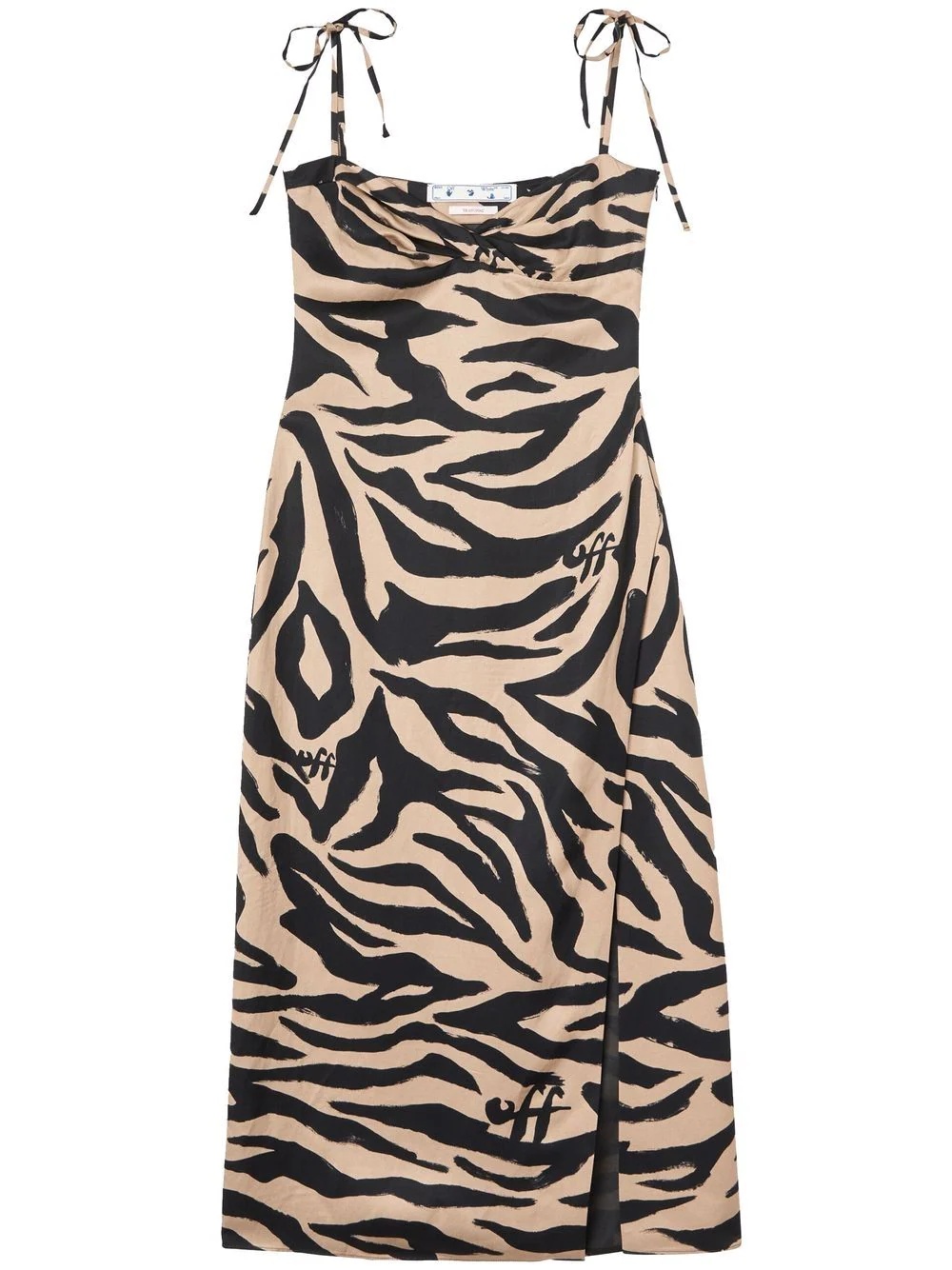 ZEBRA VI TWISTED LONG DRESS BEIGE  BLACK - 1