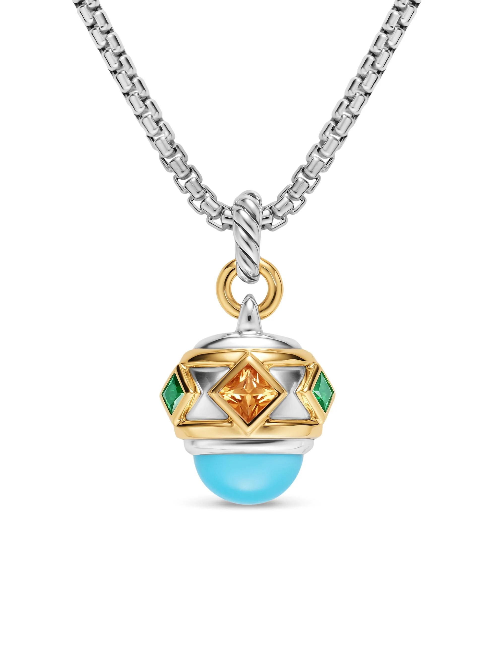 Women's Renaissance Amulet in Sterling Silver - Reconstituted Turquoise - 1