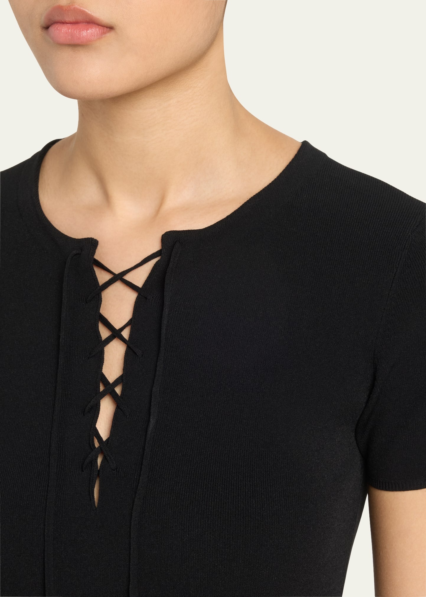 Palma Laced Short-Sleeve Mini Sweater Dress - 5