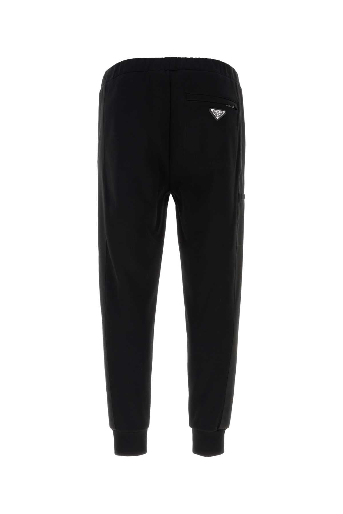 Prada Men Black Cotton Blend Joggers - 2