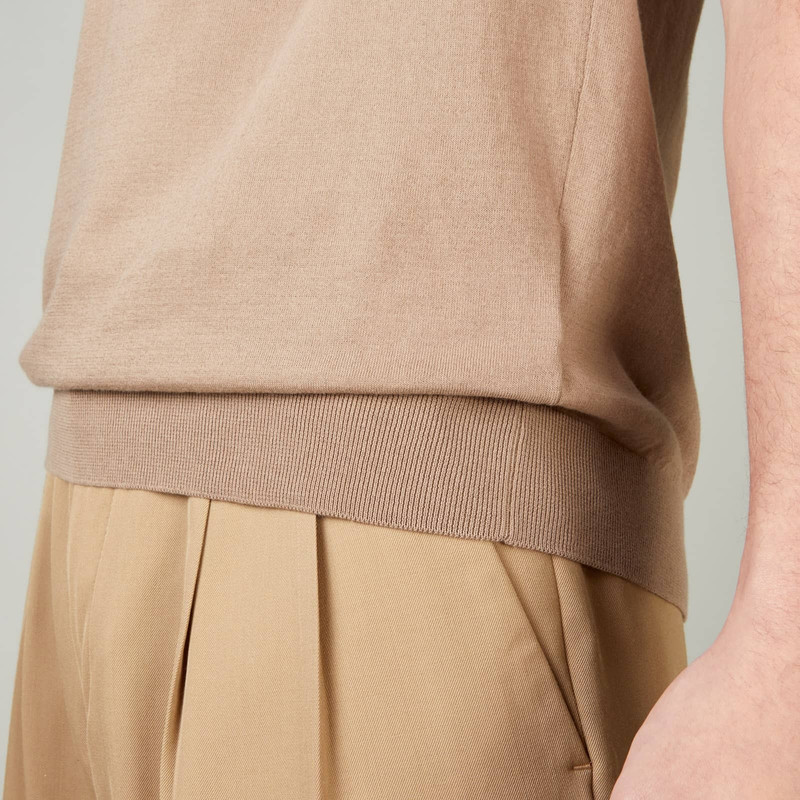 Polo Shirt in Cotton Knit Beige 7