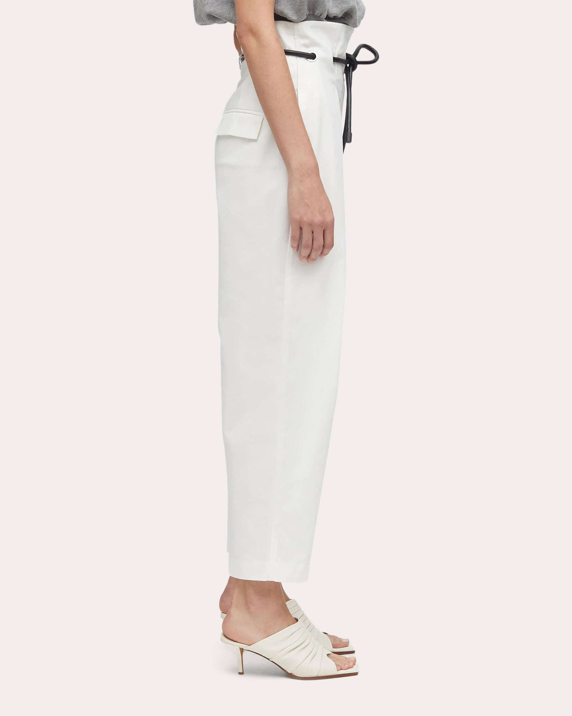 Pleated Stretch-Cotton Paperbag Waist Pants - 3
