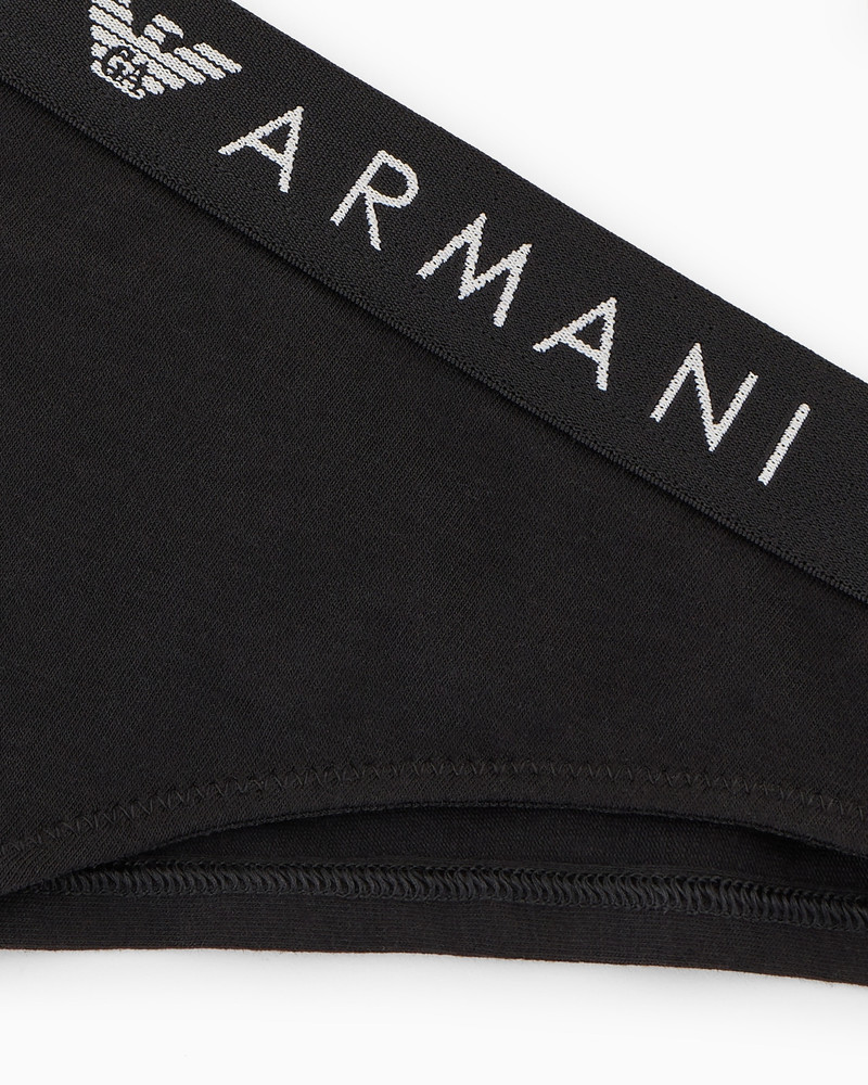 EMPORIO ARMANI Two-pack of ASV Iconic organic-cotton Brazilian briefs with logo waistband outlook