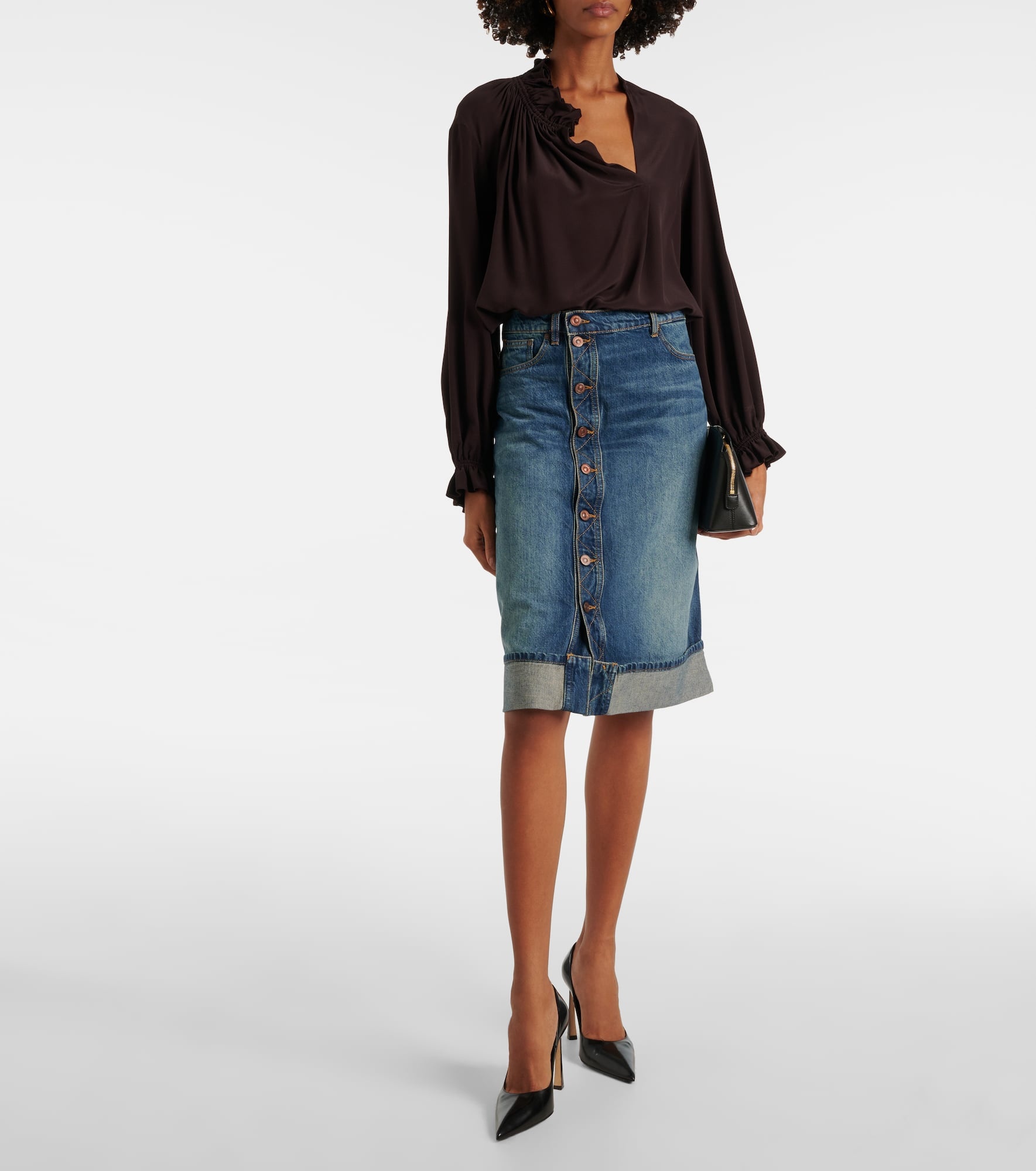 Ruffled silk crêpe de chine top - 2