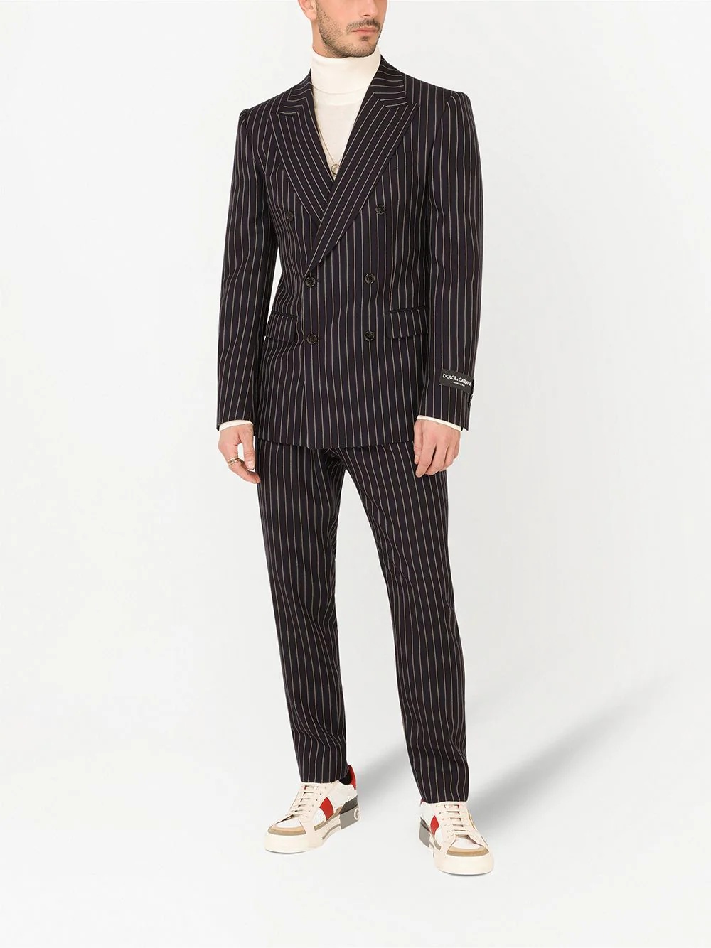 pinstripe wool-blend trousers - 2