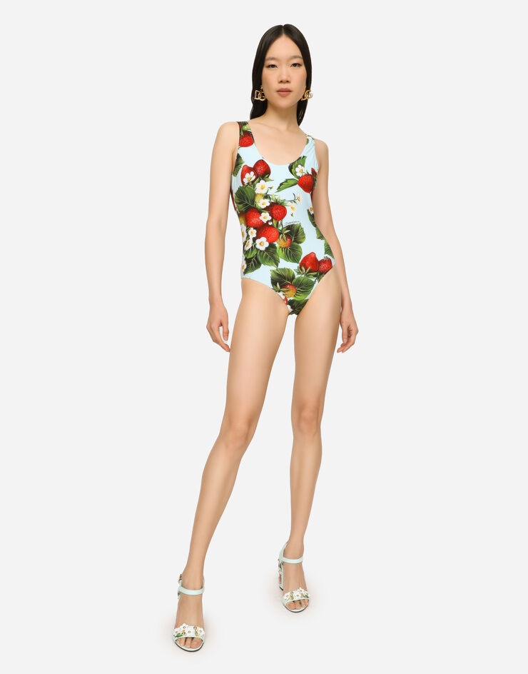Strawberry-print racing swimsuit - 2