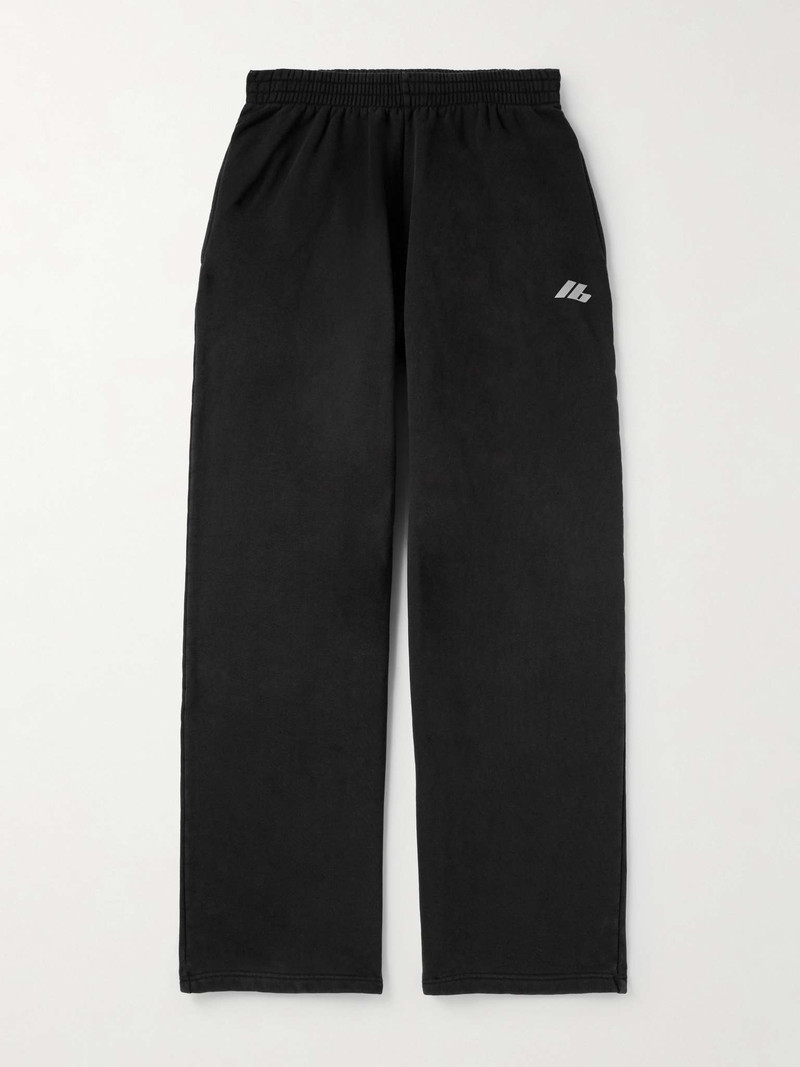 Wide-Leg Logo-Print Cotton-Jersey Sweatpants - 1